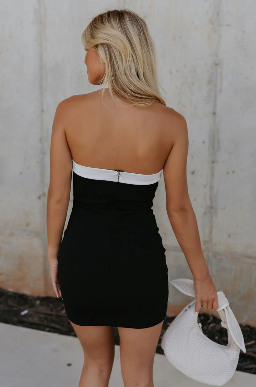 Freya Black & White Halter Mini Dress - Image 12