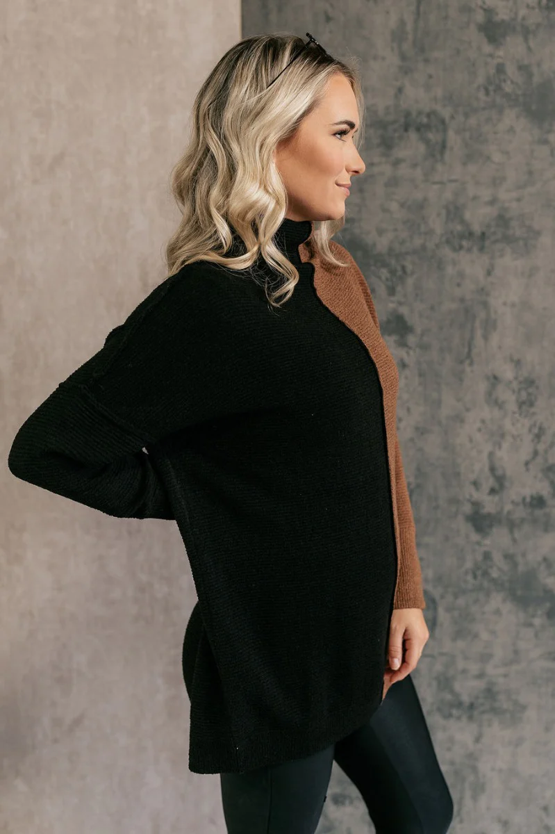Freya Brown & Black Color Block Long Sleeve Sweater - Image 6