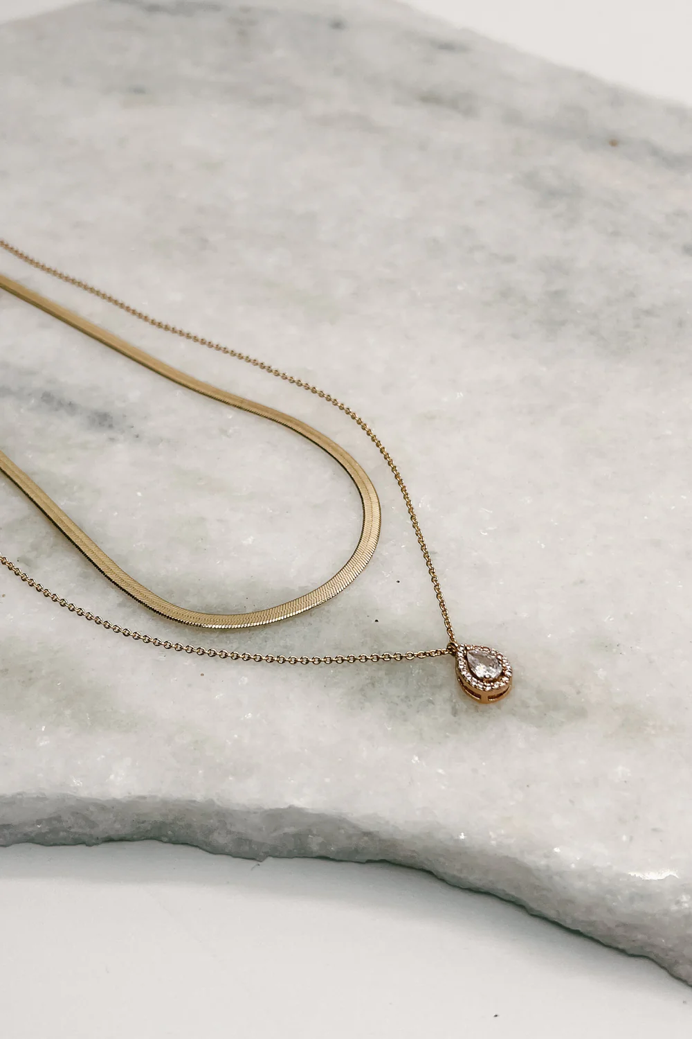 Freya Gold Layered Teardrop Necklace