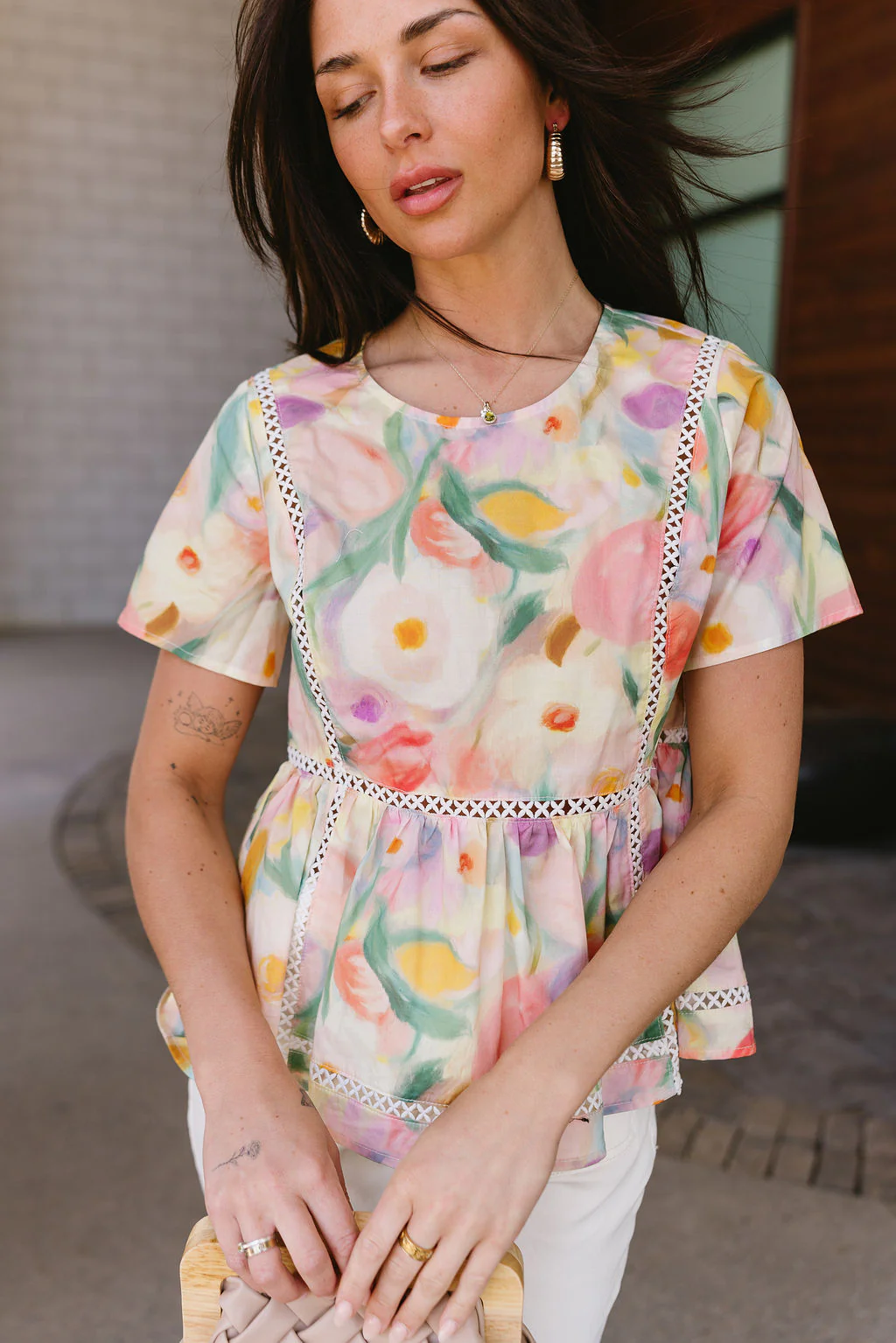 Freya Multi Watercolor Floral Top