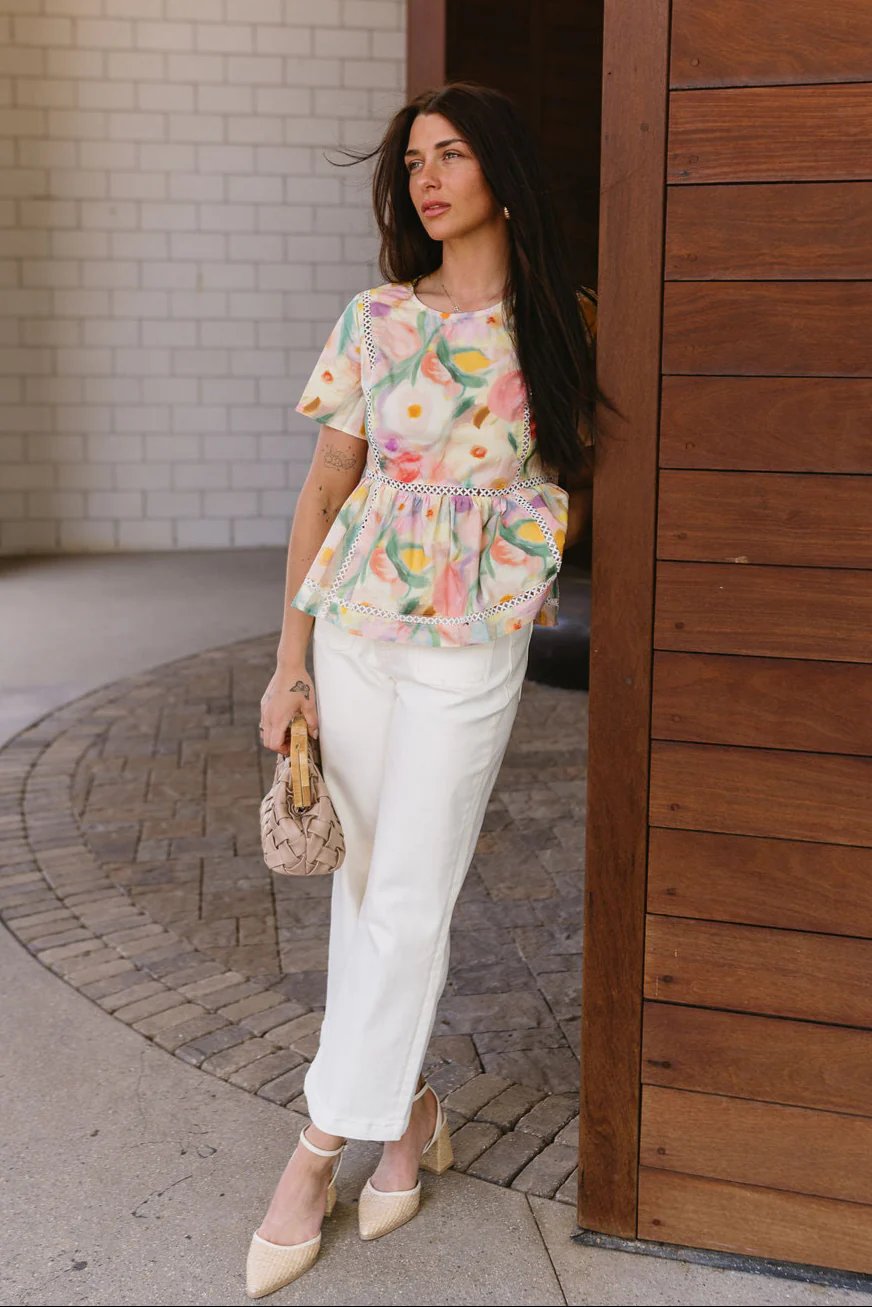 Freya Multi Watercolor Floral Top - Image 2