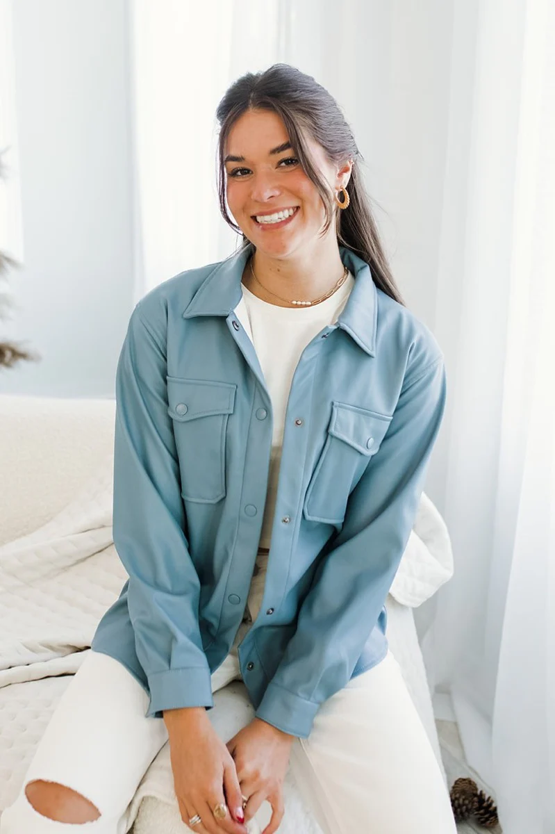 Front Page Shacket in Blue