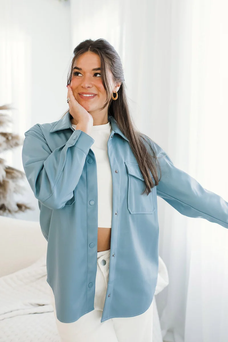 Front Page Shacket in Blue - Image 3