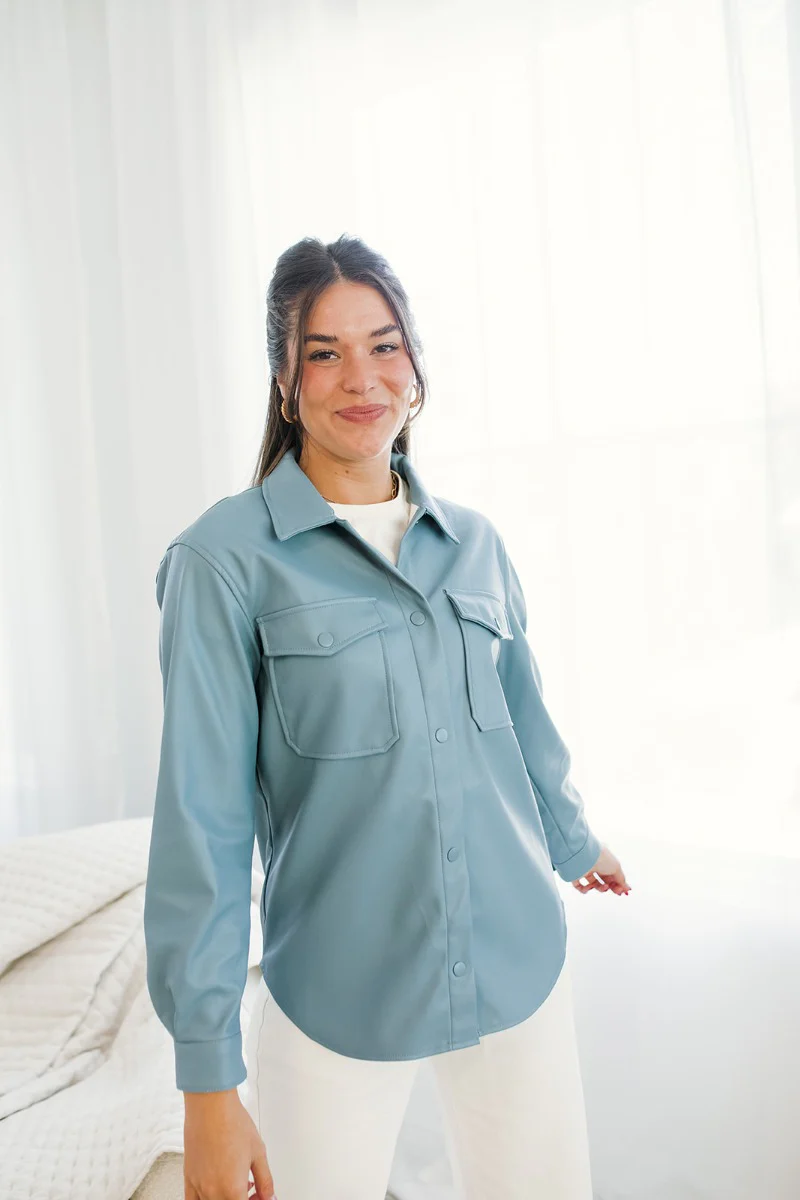 Front Page Shacket in Blue - Image 4