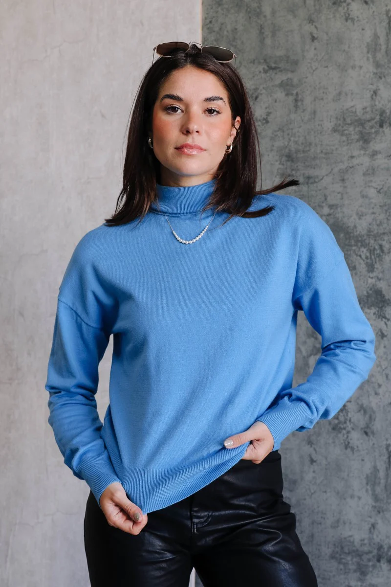 Gabriela Blue Turtleneck Sweater - Image 2