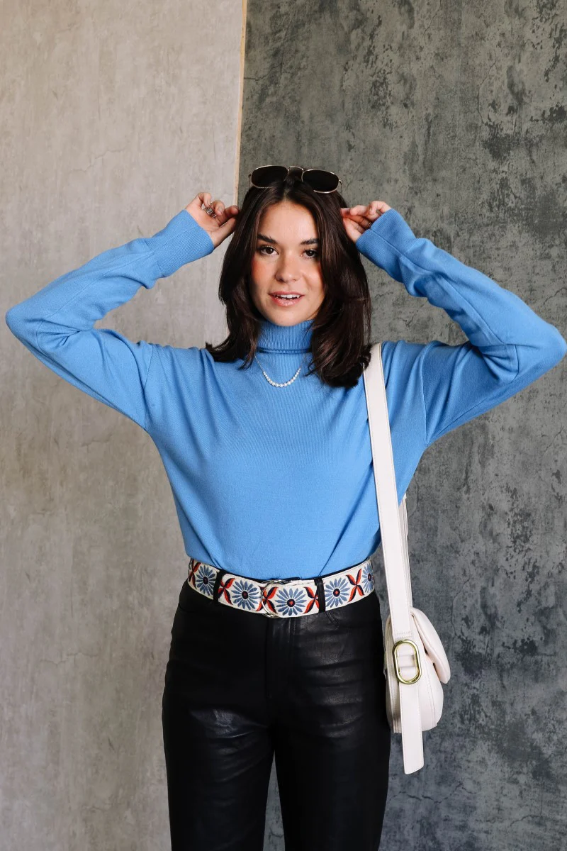Gabriela Blue Turtleneck Sweater - Image 3