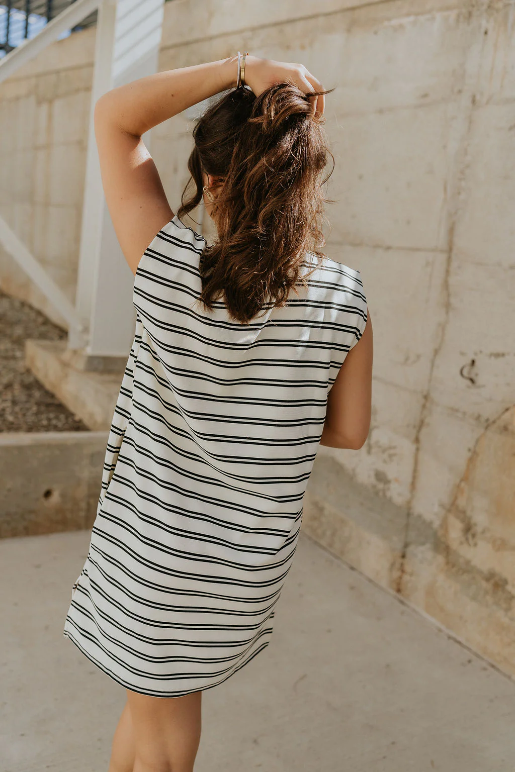 Gabriella Cream & Black Striped Mini Dress - Image 6