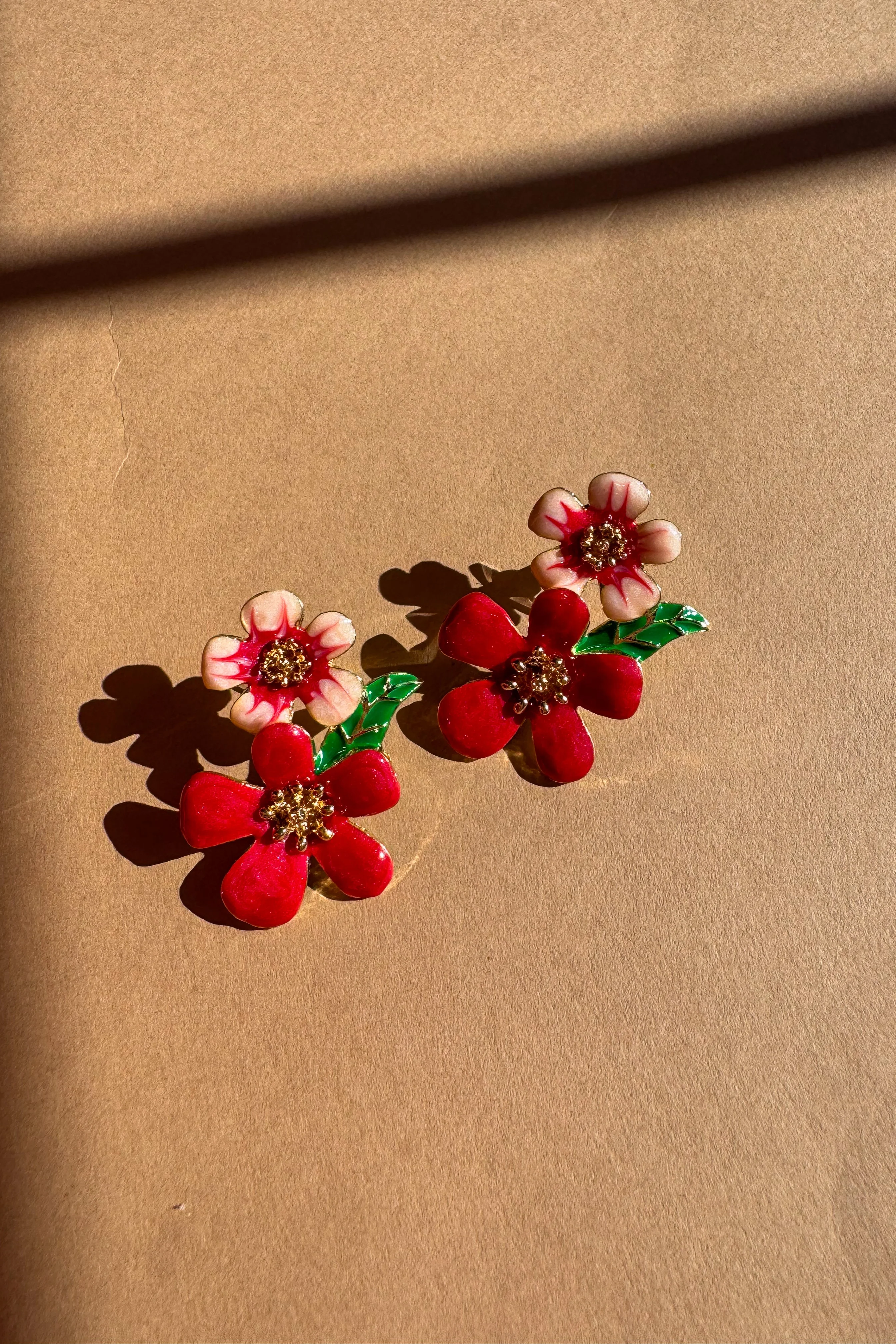 Gabriella Red & Pink Floral Earrings - Image 2