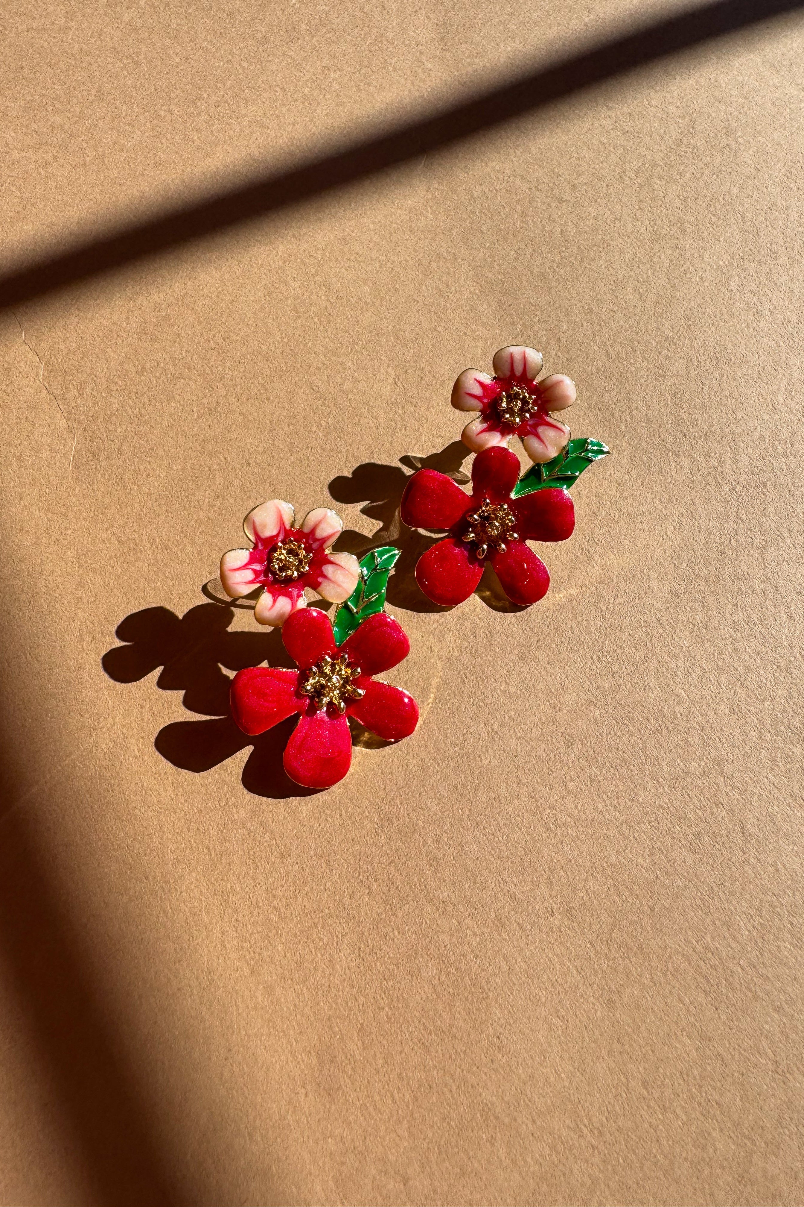Gabriella Red & Pink Floral Earrings - Image 3