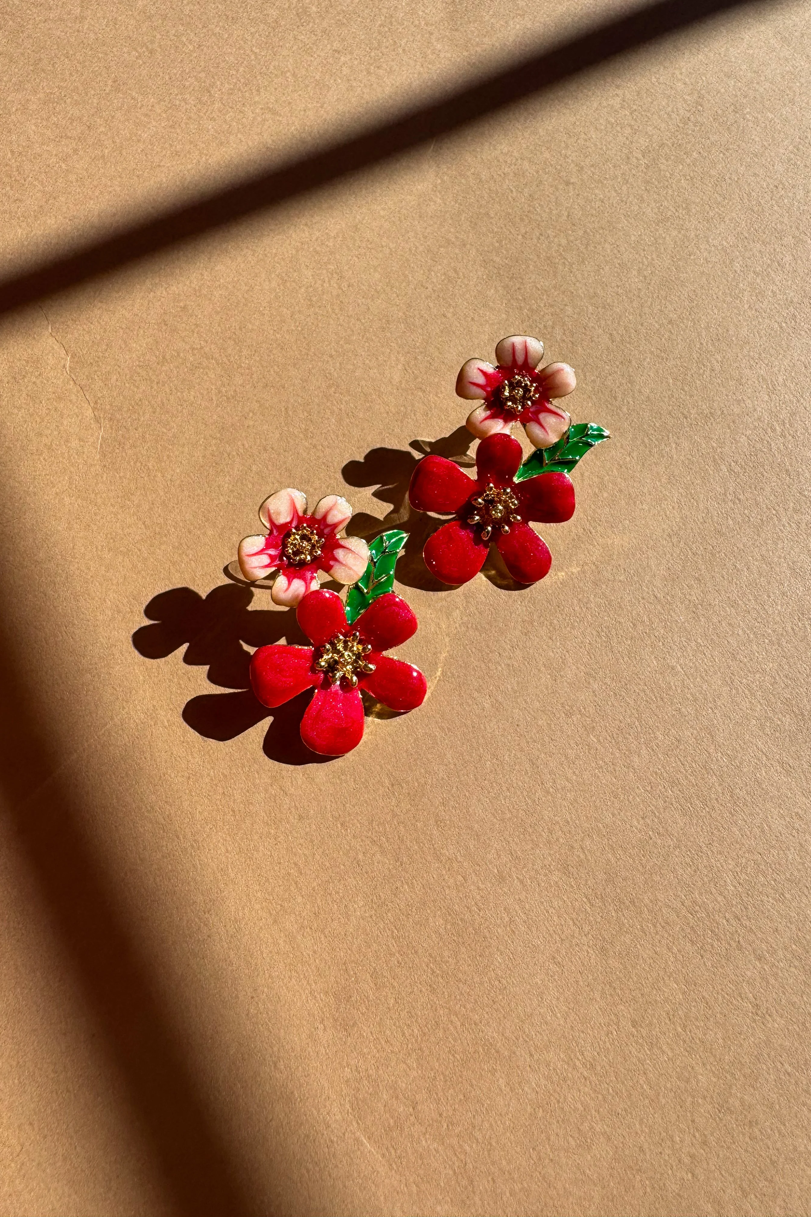 Gabriella Red & Pink Floral Earrings - Image 4