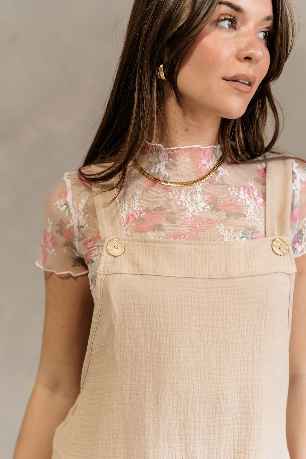 Gabrielle White & Pink Floral Lace Top