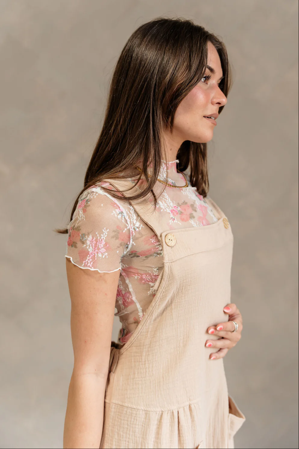 Gabrielle White & Pink Floral Lace Top - Image 8
