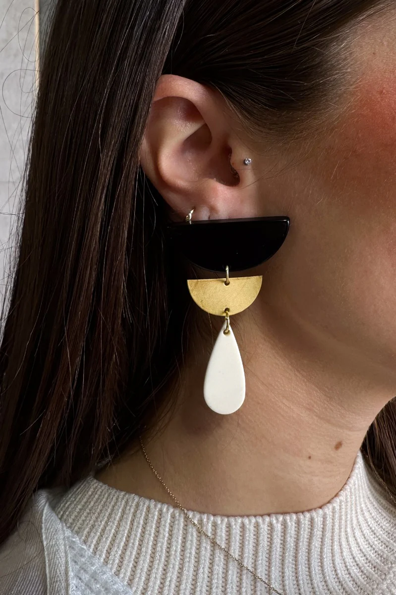 Gemma Black Multi Shape Dangle Earring - Image 2