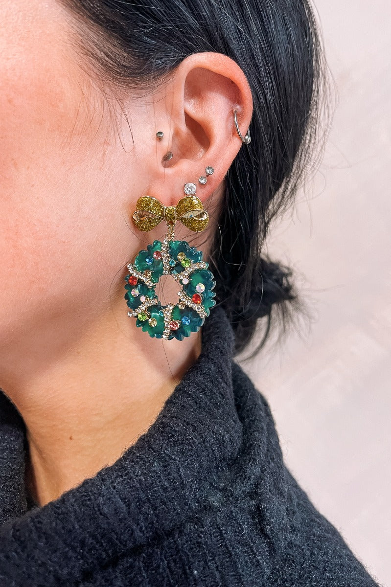 Genevieve Green Wreath Earrings