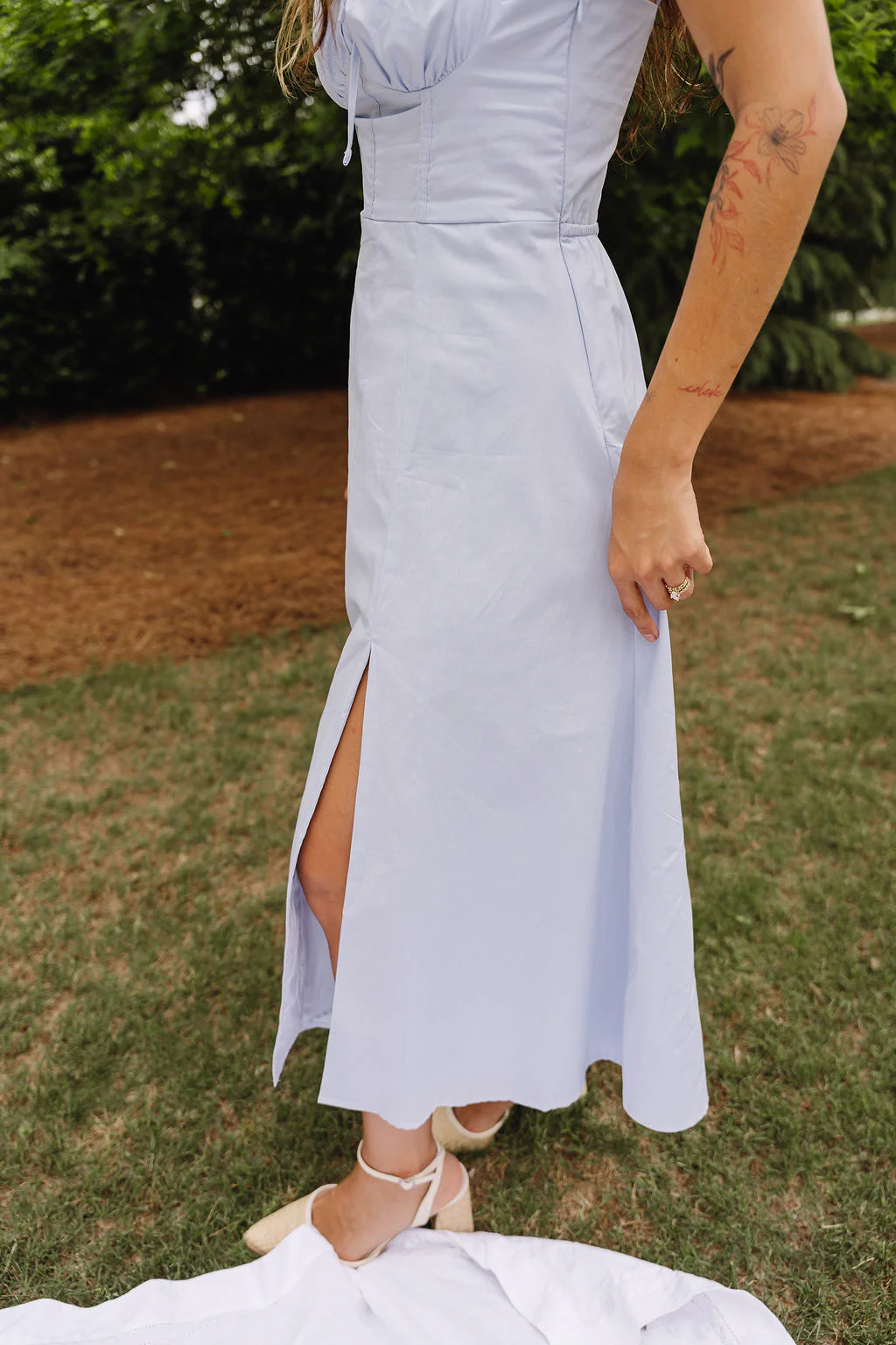 Genevieve Light Blue Corset Midi Dress - Image 10