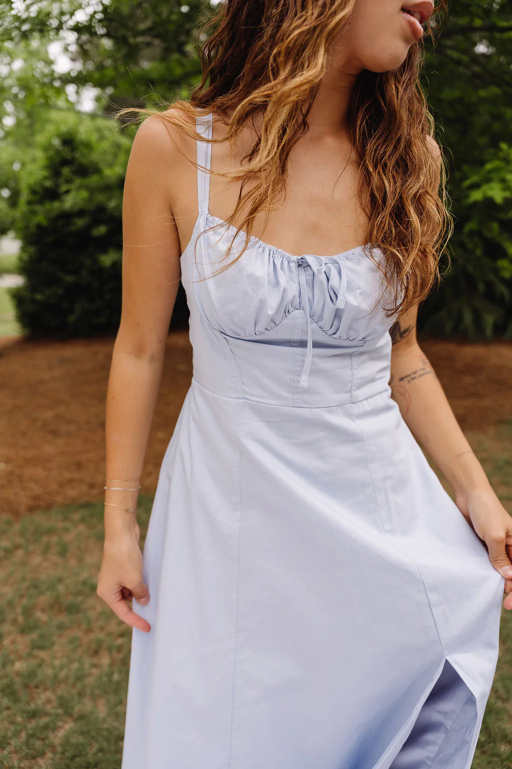 Genevieve Light Blue Corset Midi Dress - Image 5