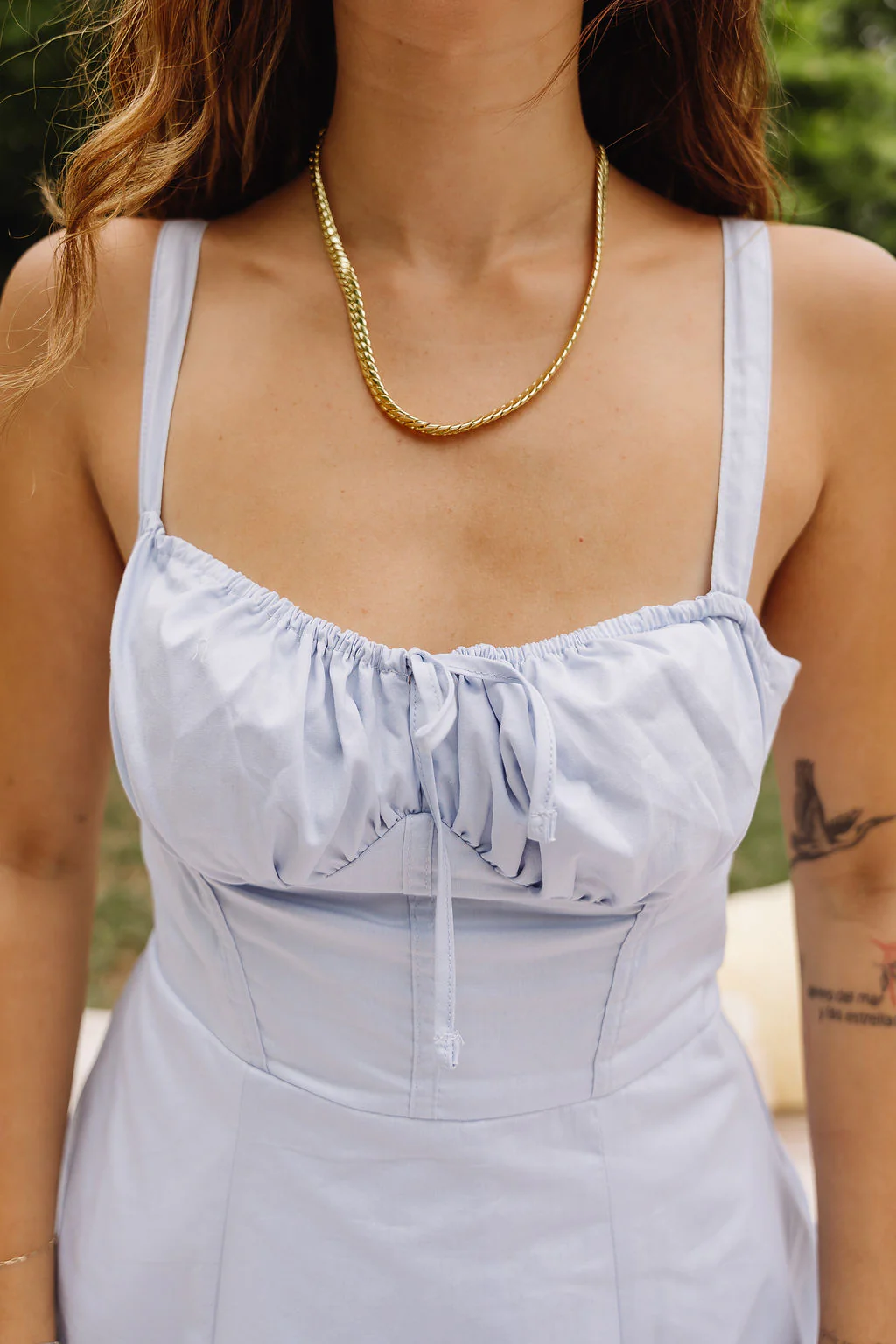 Genevieve Light Blue Corset Midi Dress - Image 6