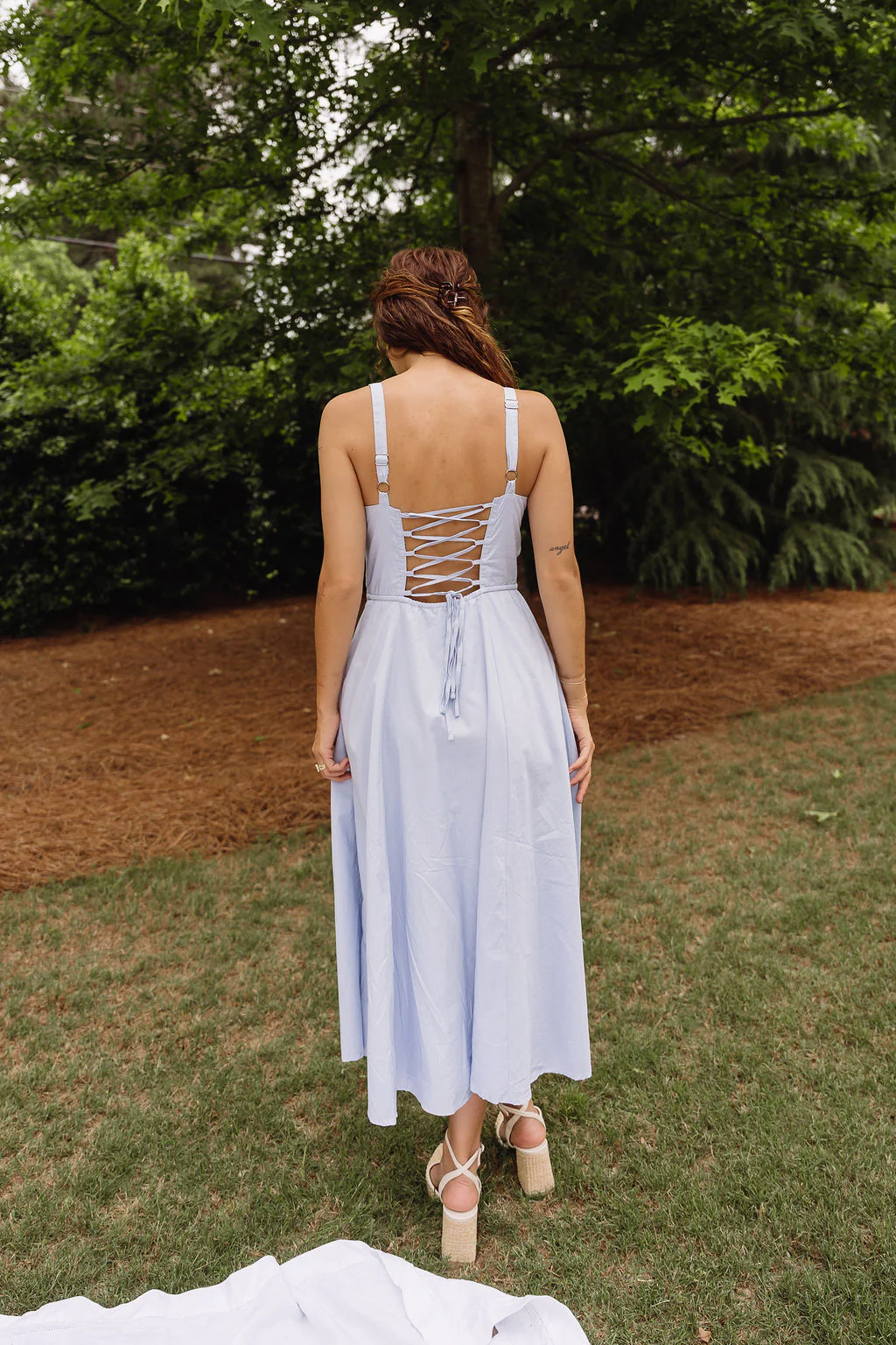 Genevieve Light Blue Corset Midi Dress - Image 7