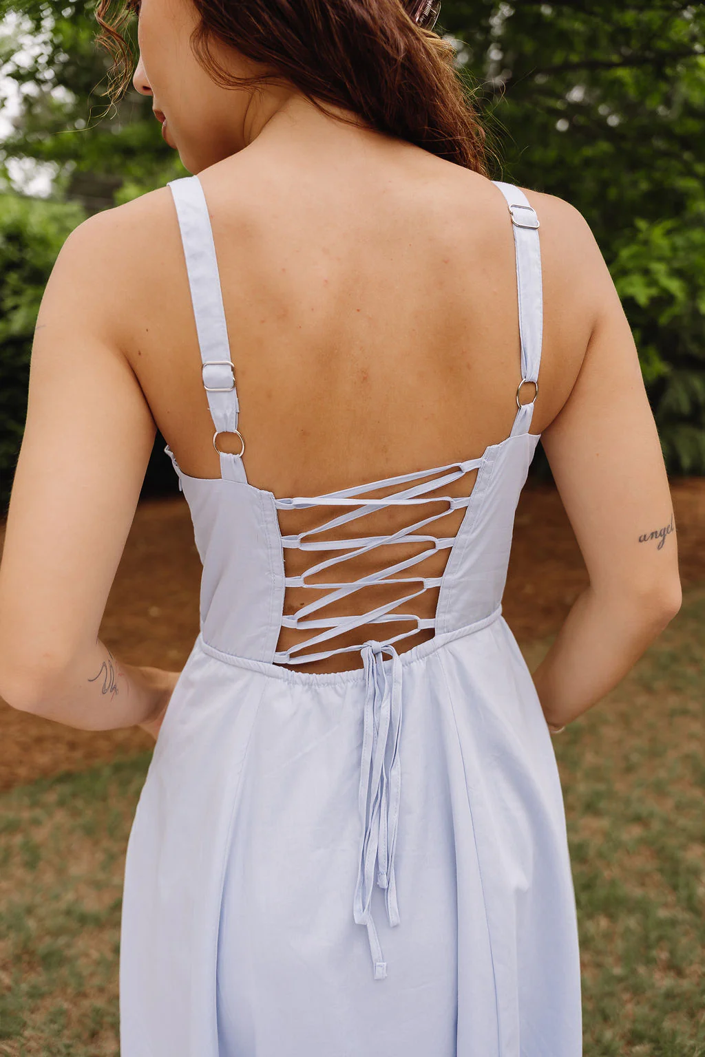 Genevieve Light Blue Corset Midi Dress - Image 8