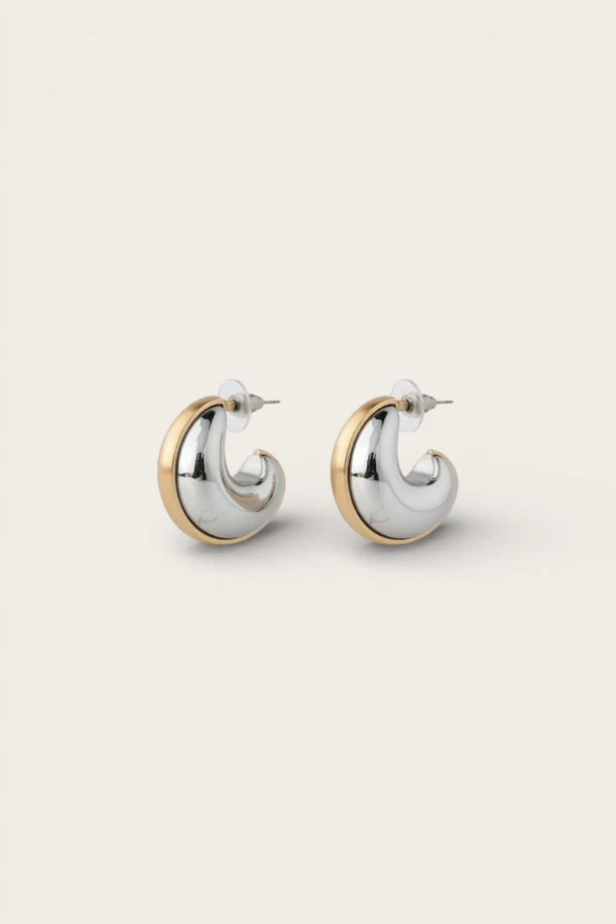Genevieve Mixed Metal Scooped Hoop Earrings