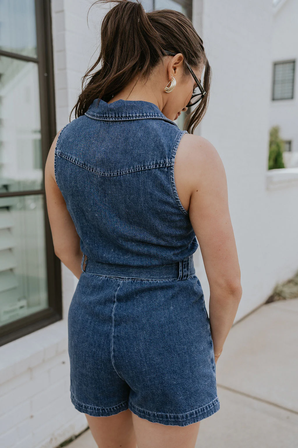 Georgia Belted Denim Romper - Image 10