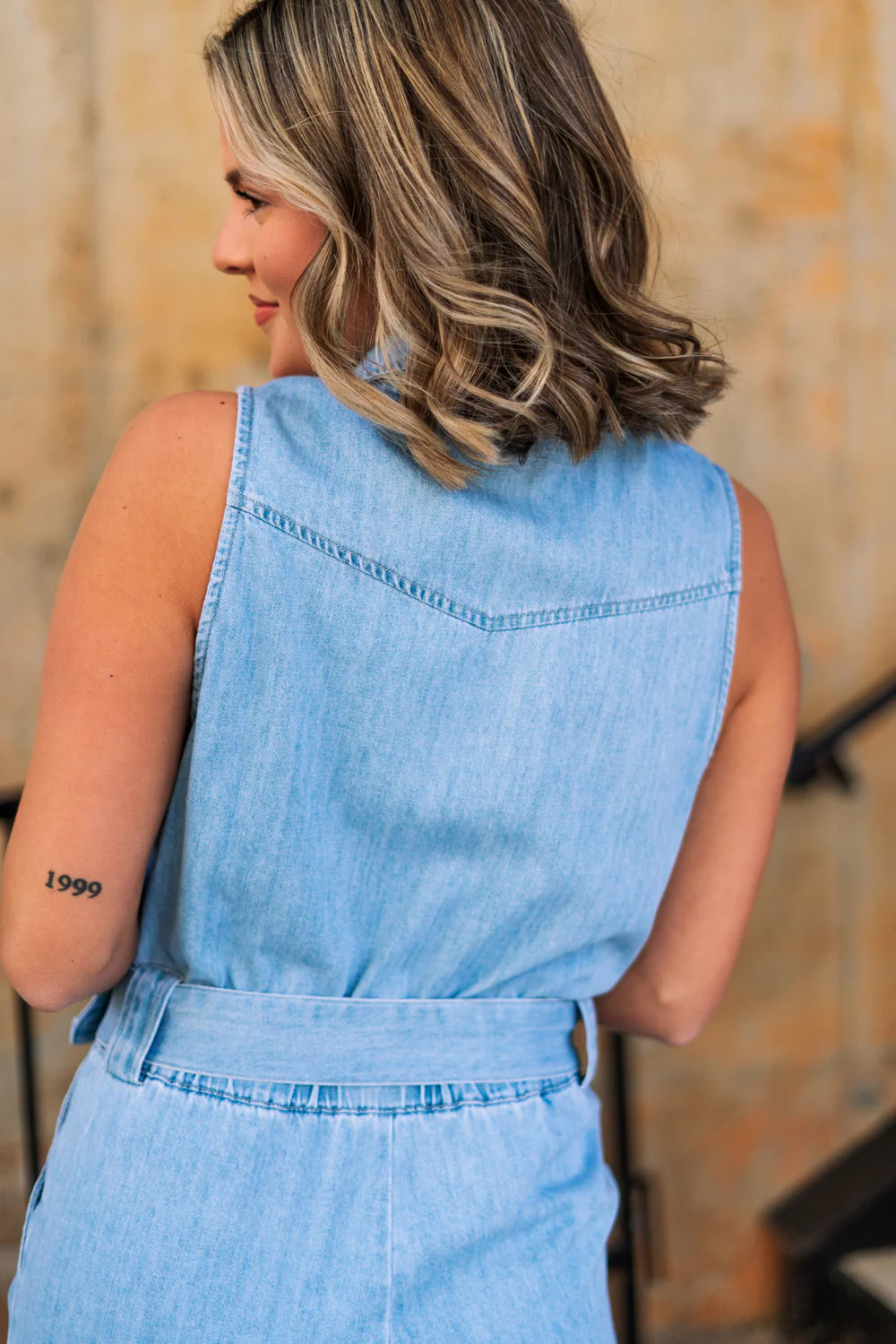 Georgia Belted Denim Romper - Image 7