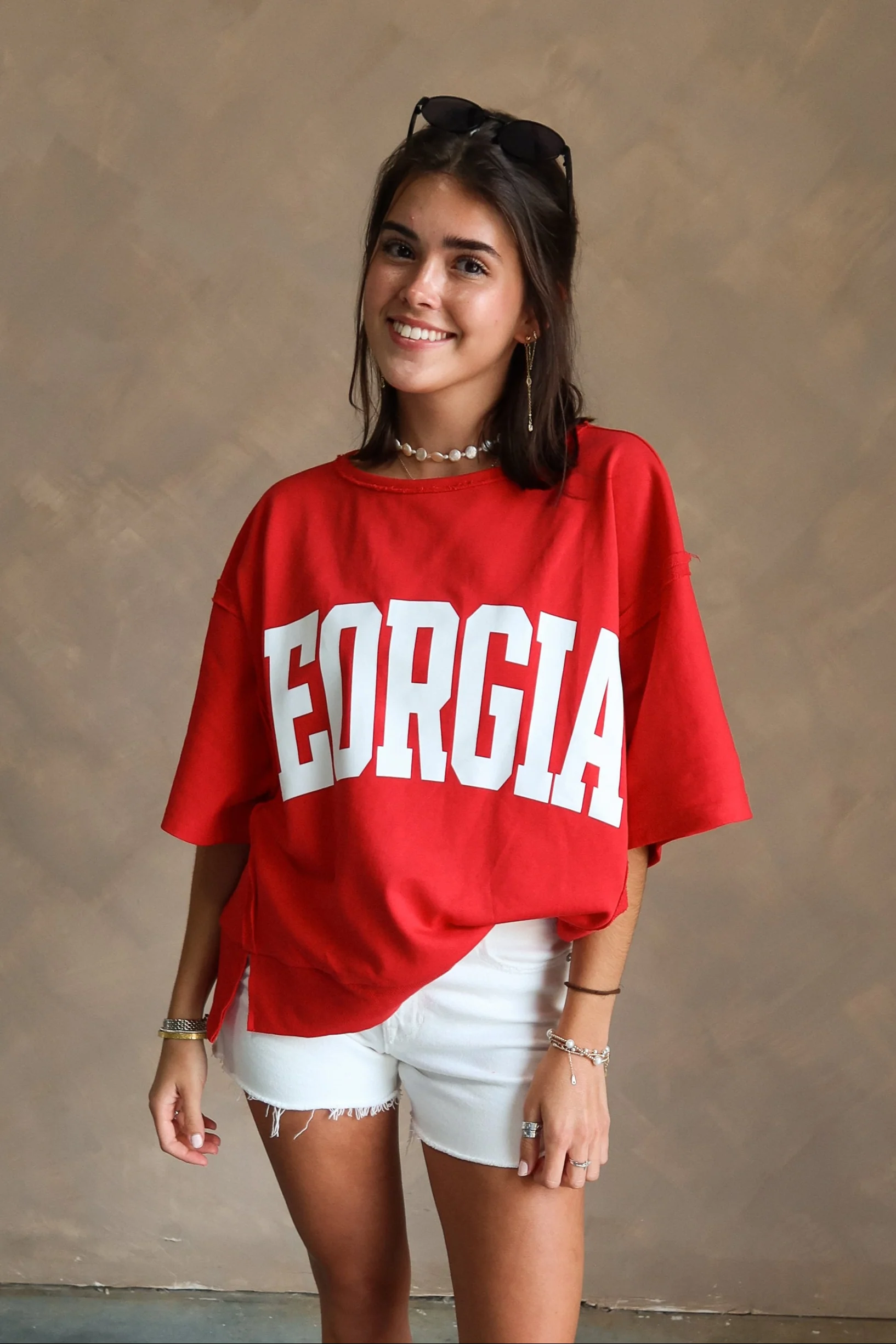 Georgia Red & White Short Sleeve Top - Image 4