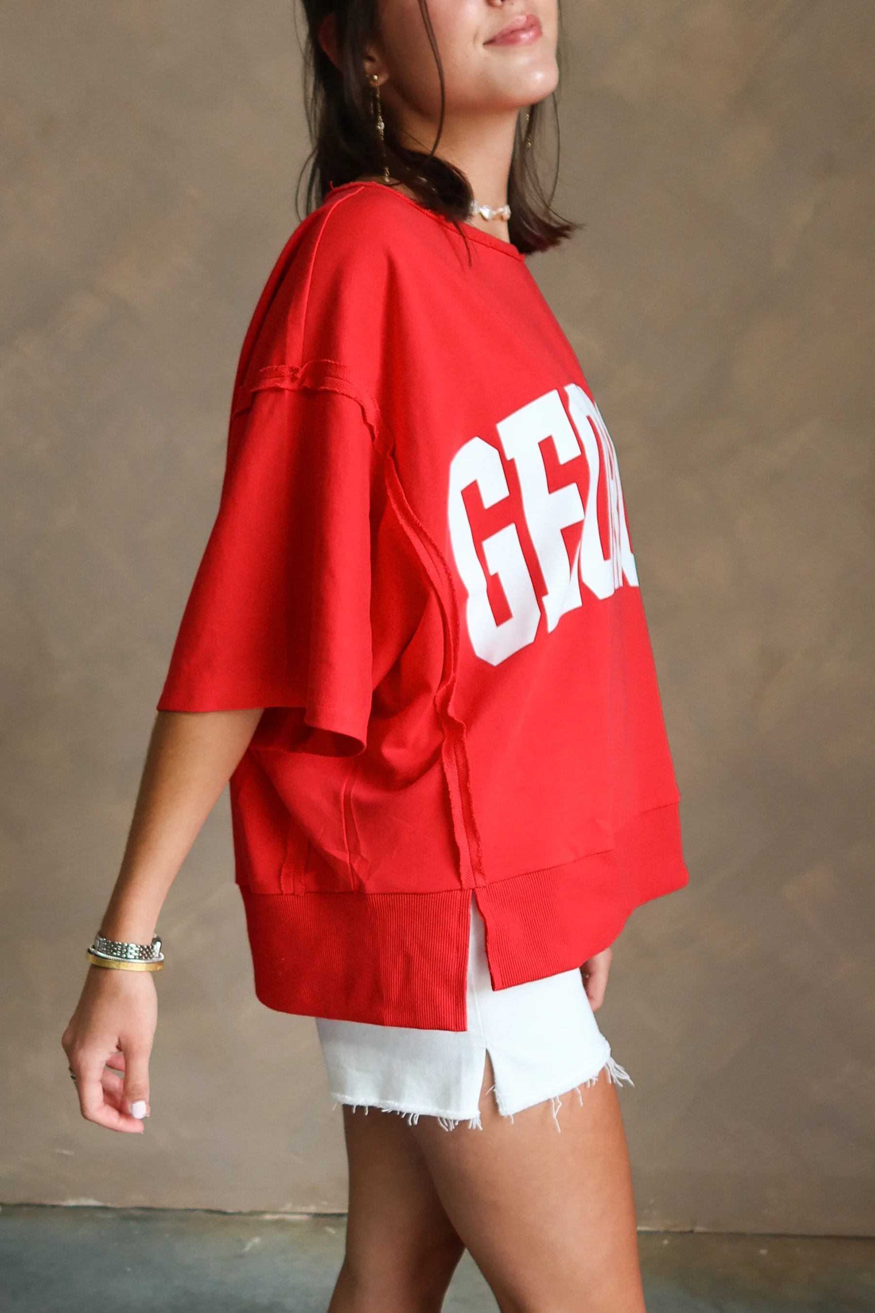 Georgia Red & White Short Sleeve Top - Image 6