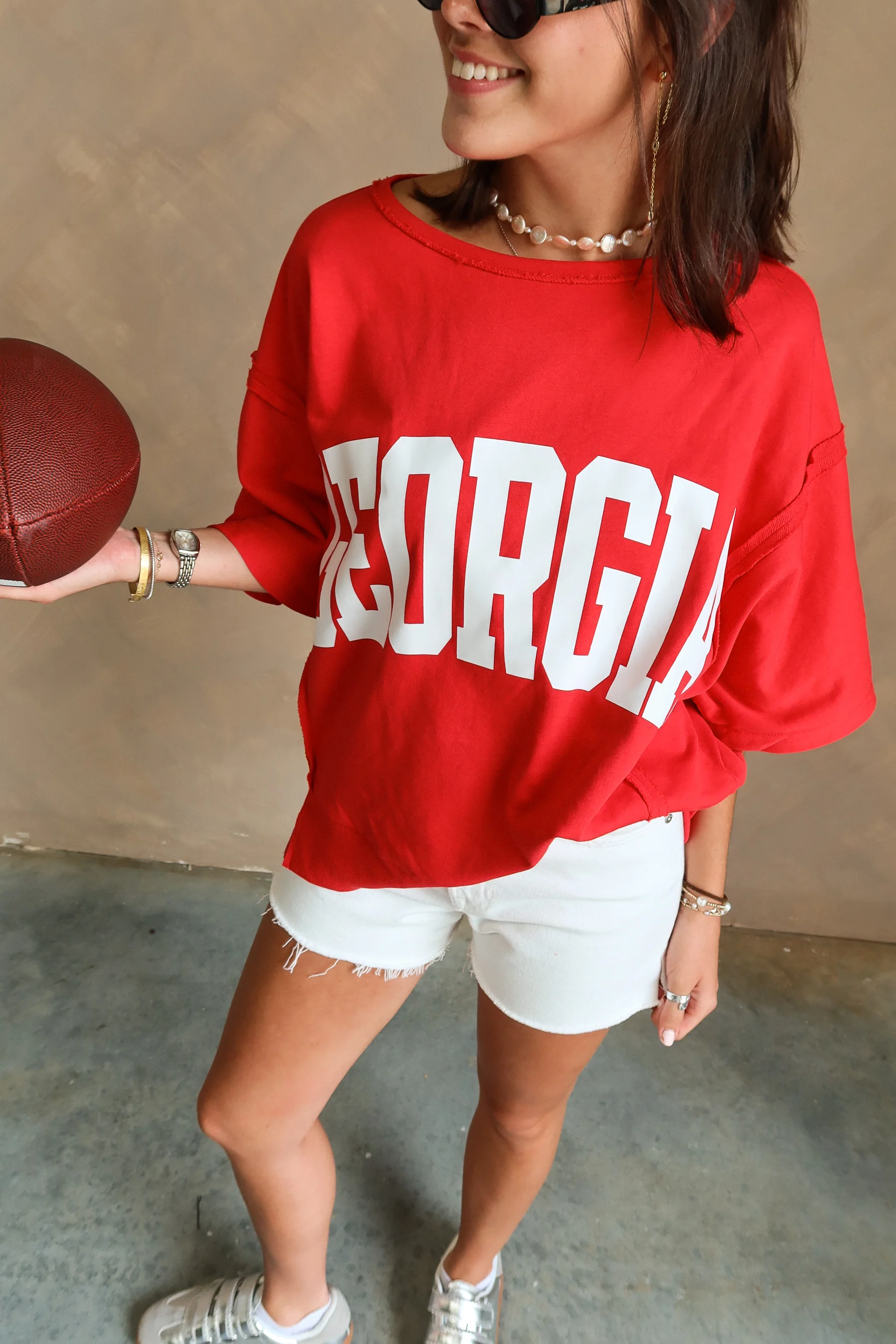 Georgia Red & White Short Sleeve Top - Image 8