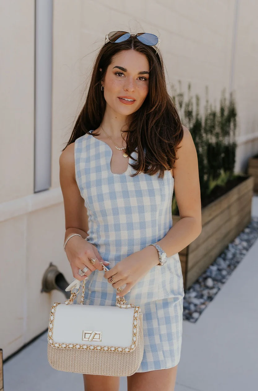 Georgina Blue & Cream Gingham Mini Dress