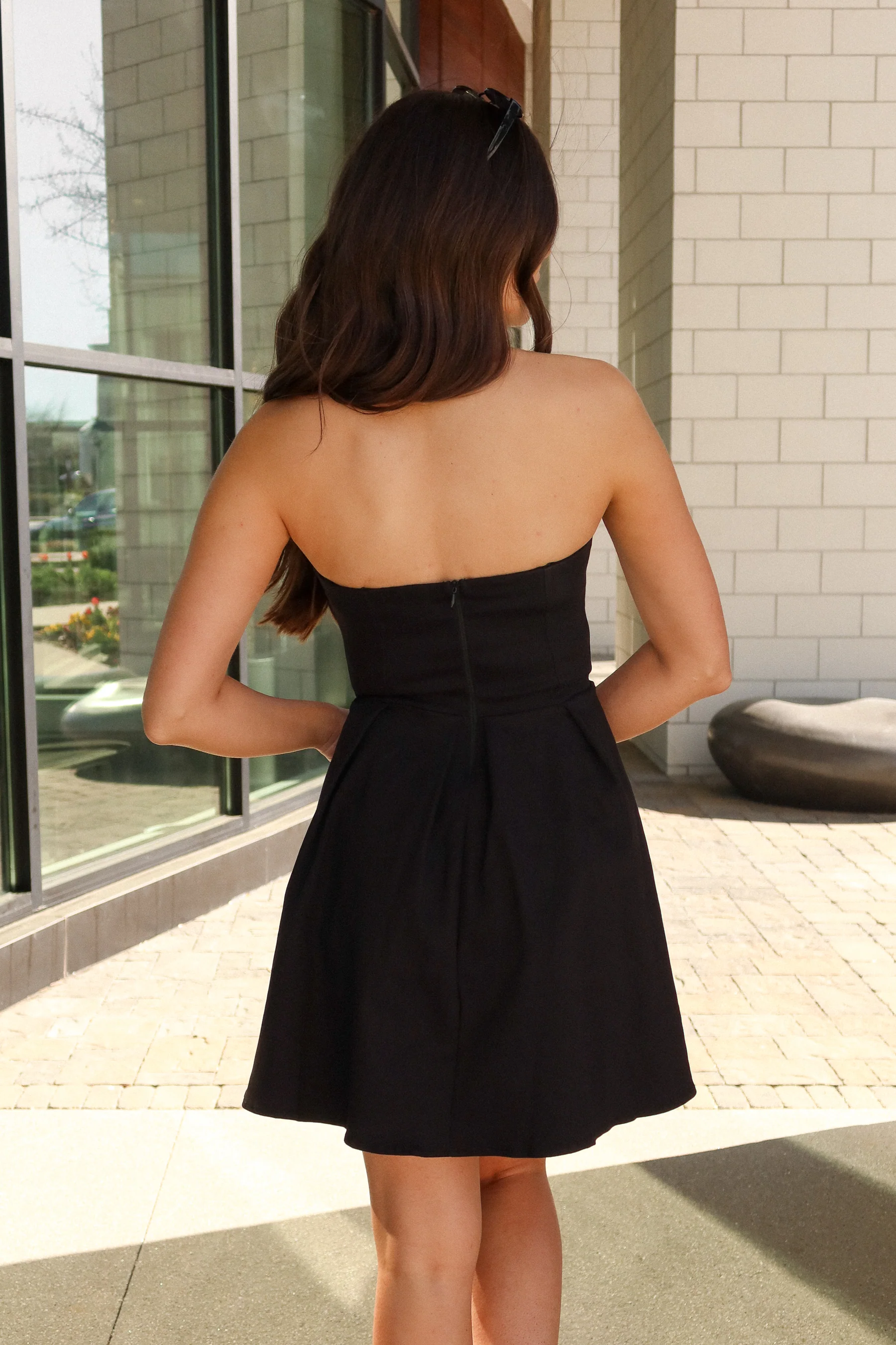 Gia Black Flare Strapless Mini Dress - Image 4