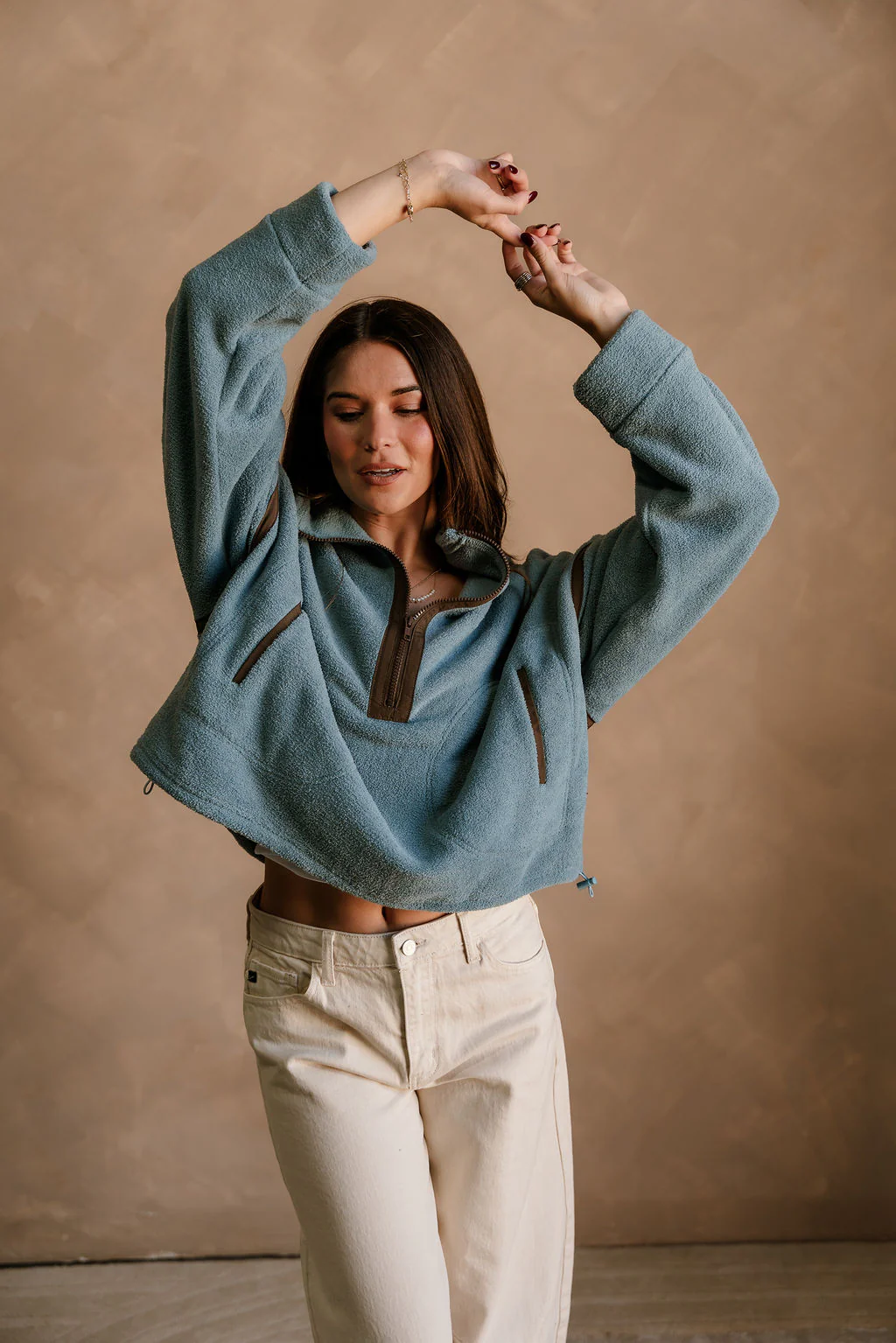 Gia Blue & Brown Quarter Zip Pullover - Image 8