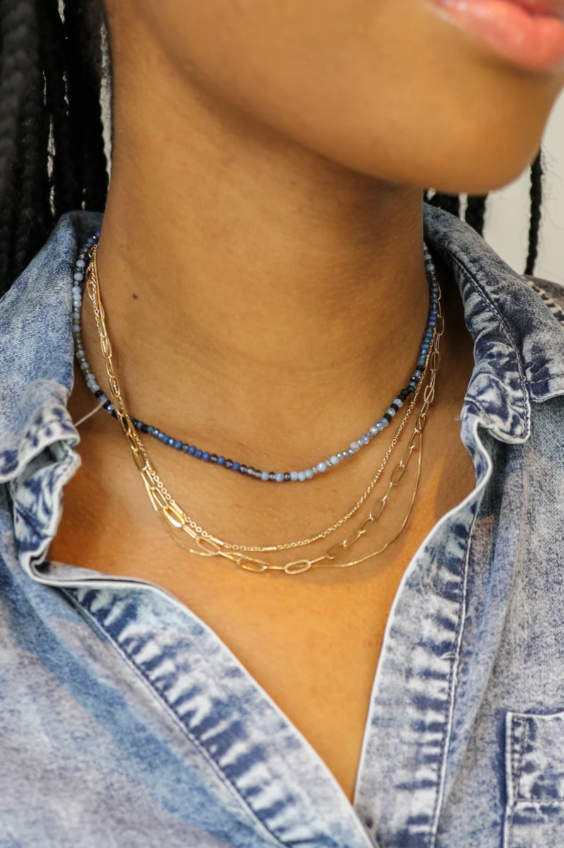Gianna Blue and Gold Layered Necklace