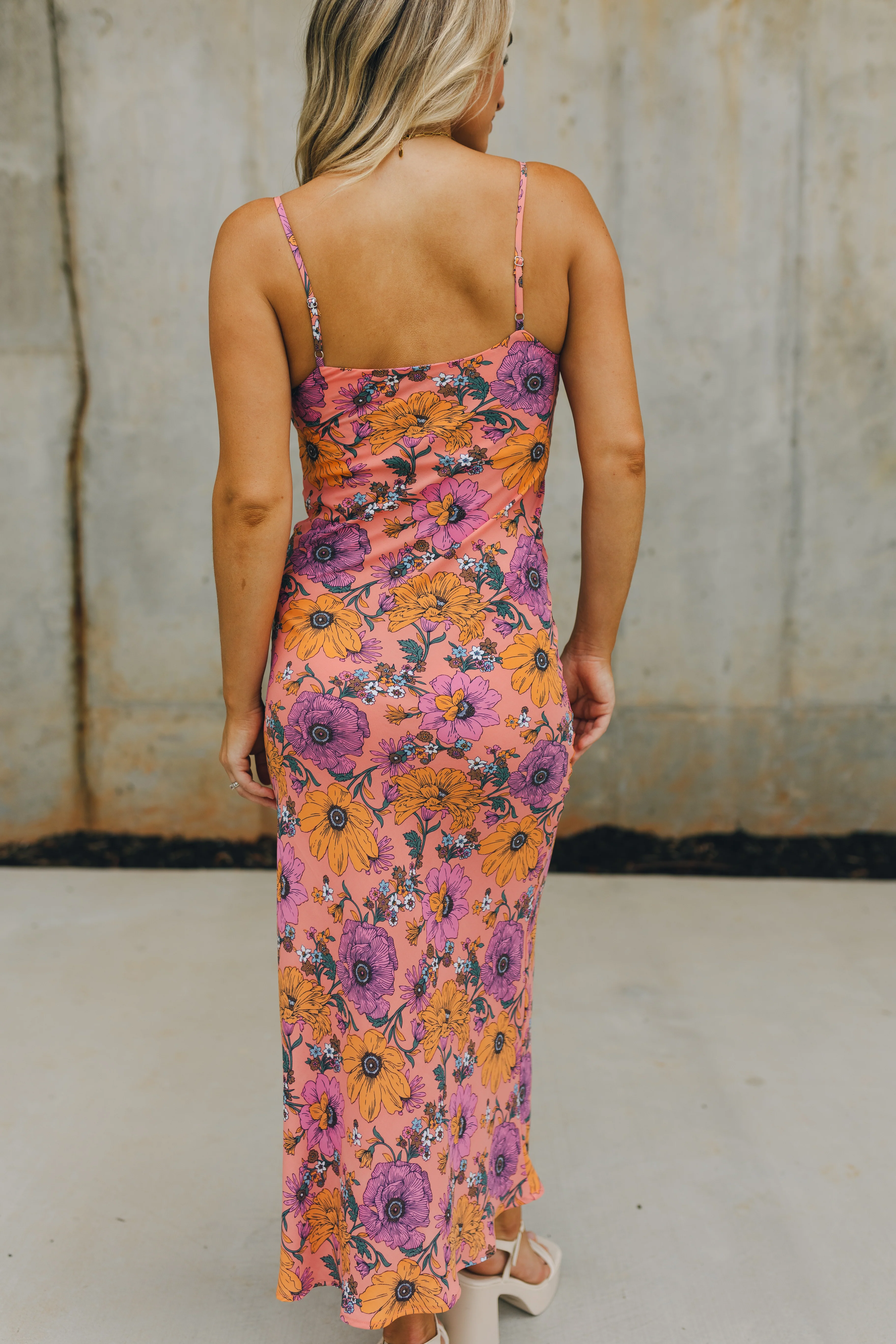 Gianna Coral Floral Midi Dress - Image 5