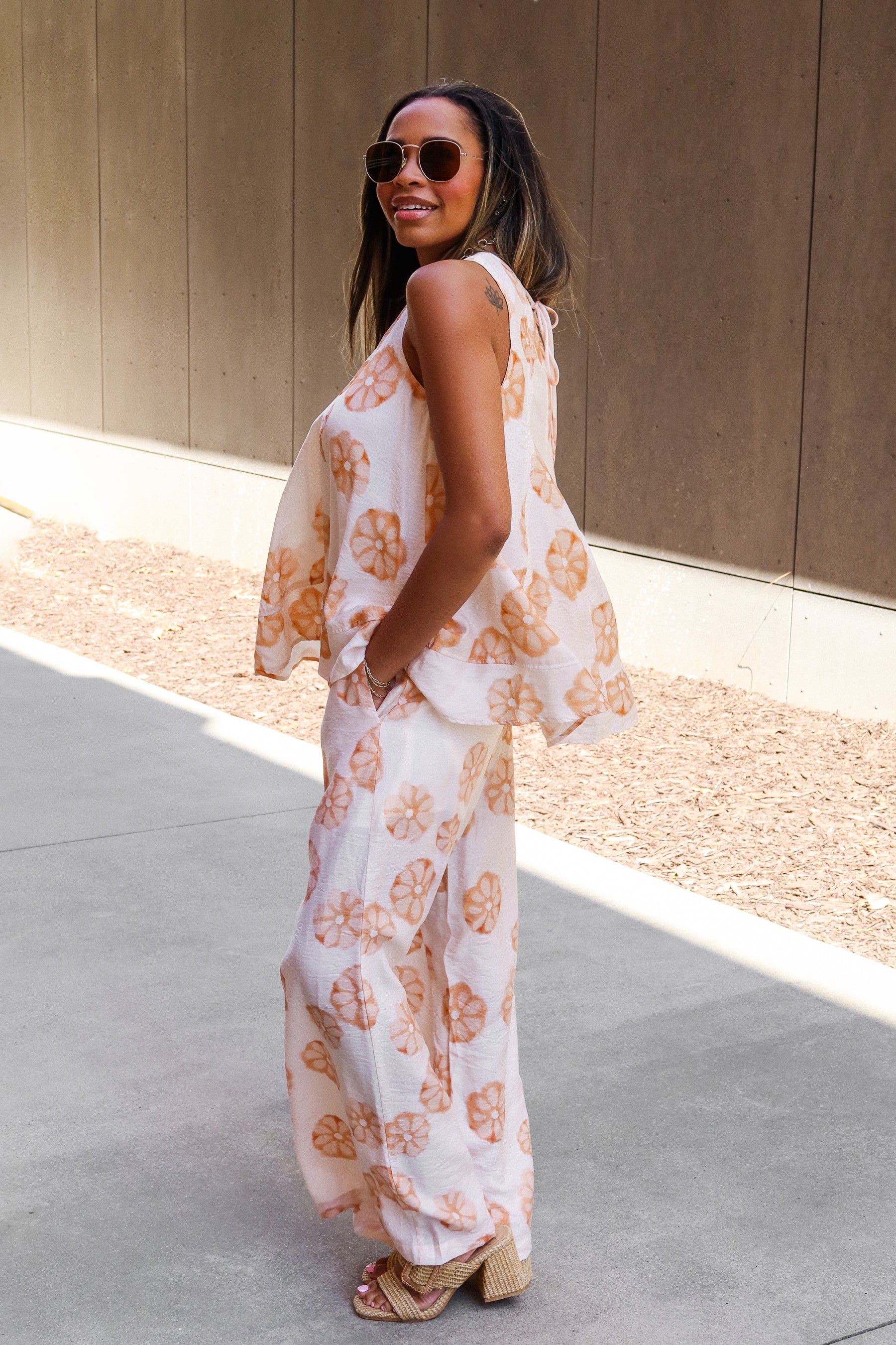 Gianna Cream & Orange Floral Pants - Image 6