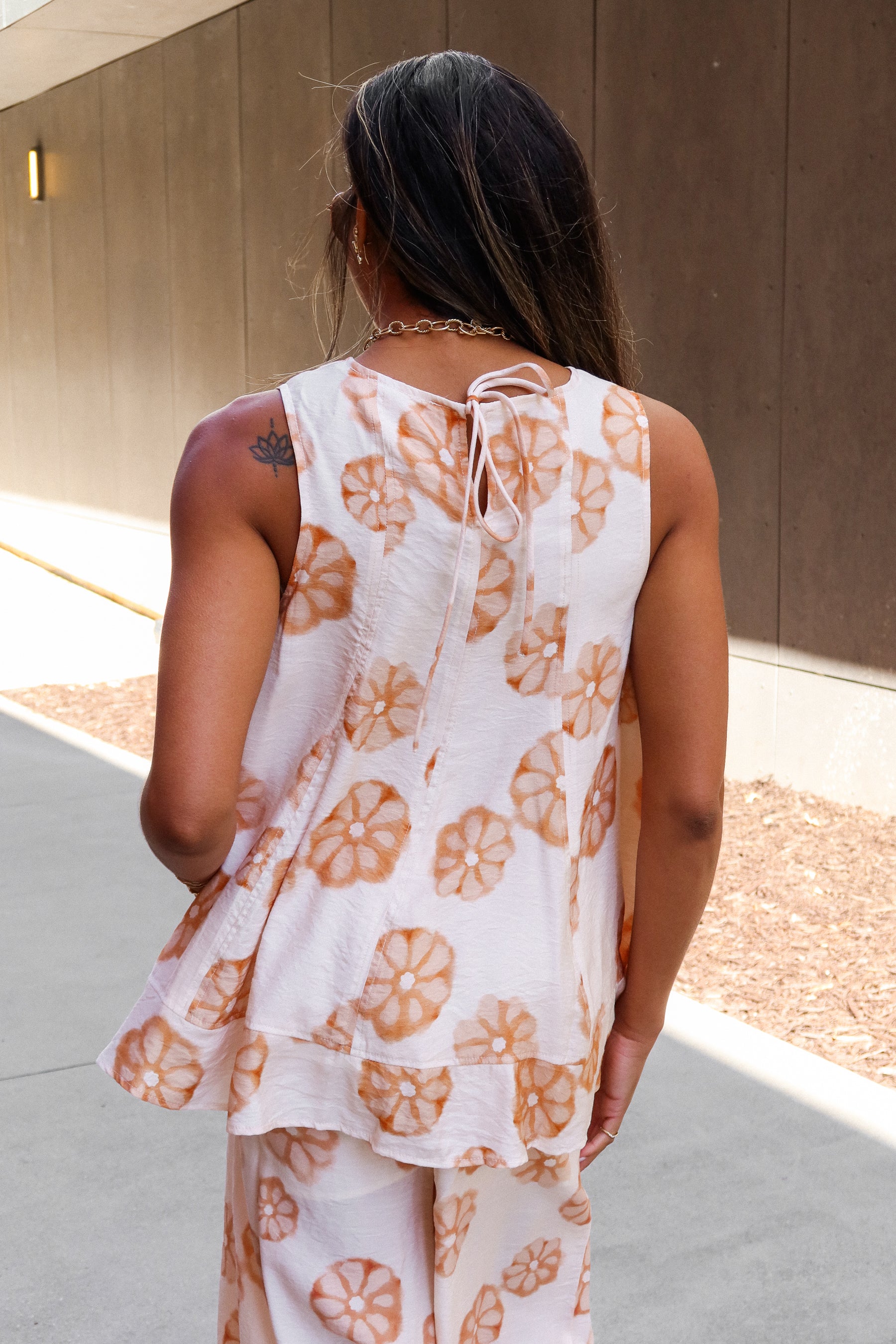 Gianna Cream & Orange Floral Tank Top - Image 6