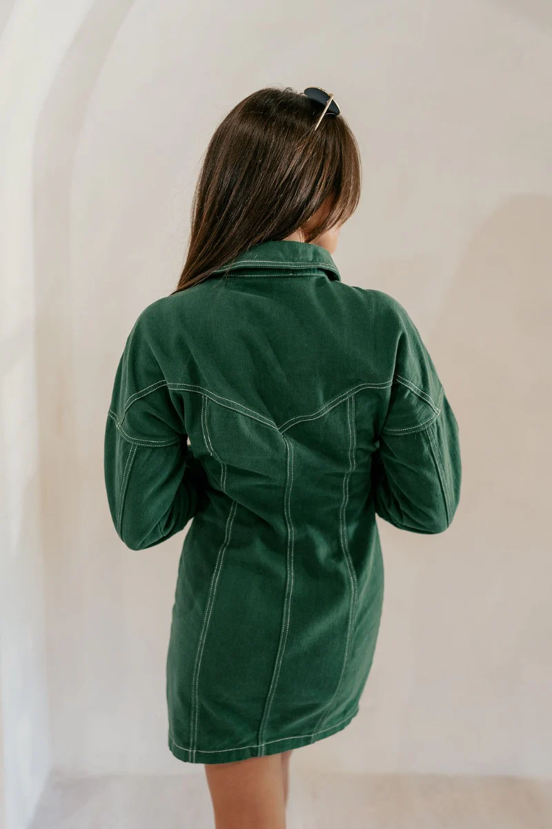 Gianna Dark Green Button Front Dress - Image 7