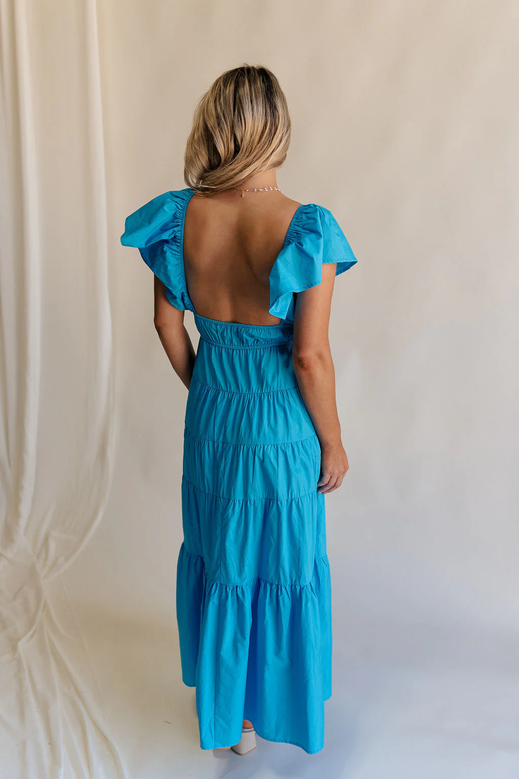 Gianna Aqua Ruffle Short Sleeve Tiered Maxi Dress - Image 8