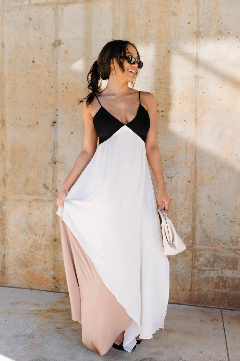 Gianna Taupe Multi Midi Layered Dress
