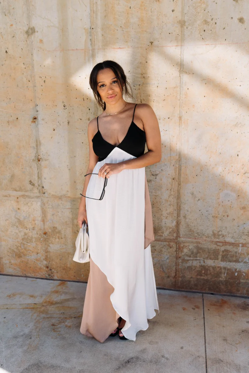 Gianna Taupe Multi Midi Layered Dress - Image 2