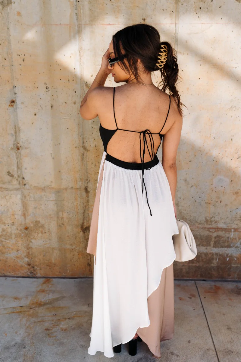 Gianna Taupe Multi Midi Layered Dress - Image 9