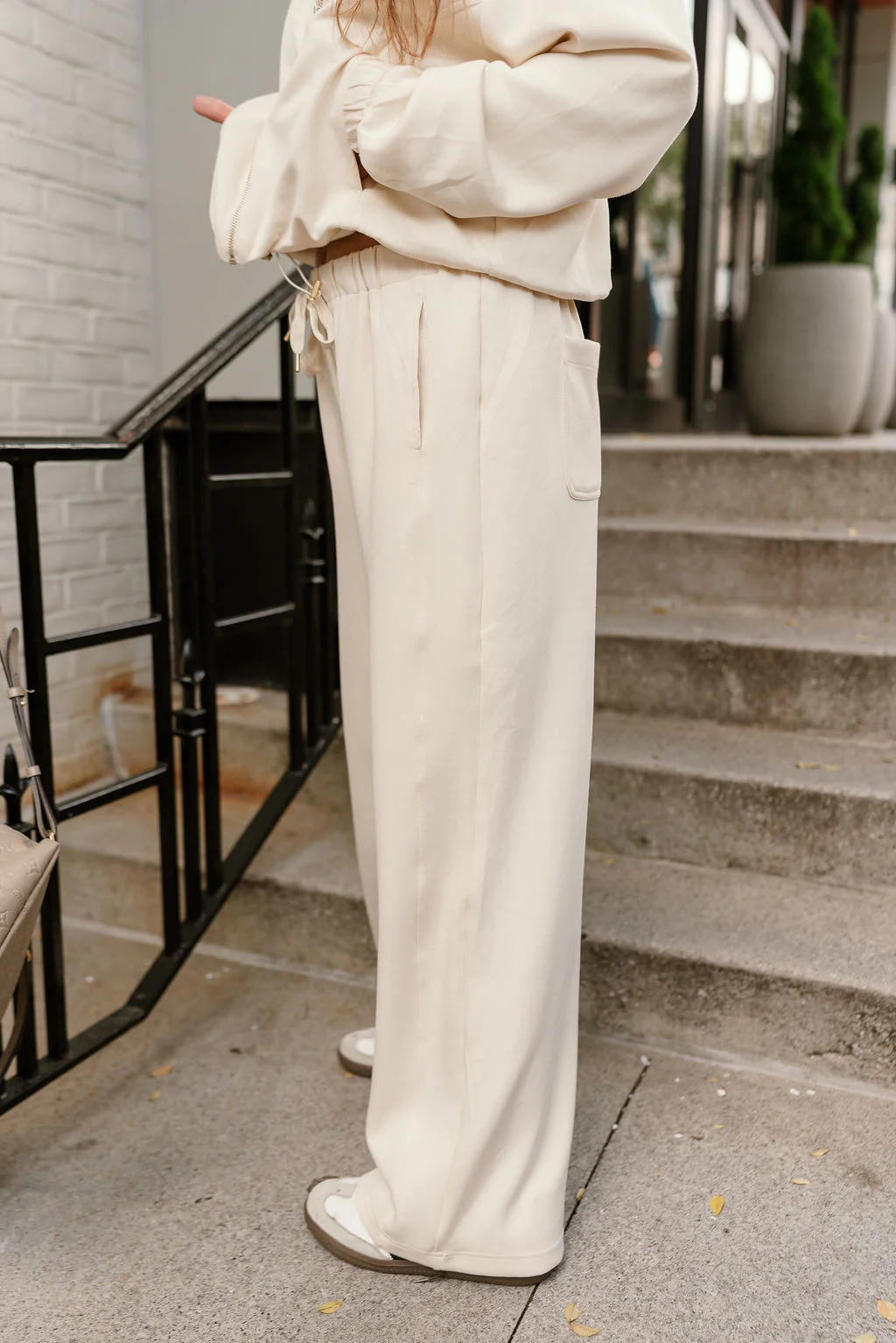 Gigi Cream Drawstring Wide Leg Pants - Image 5