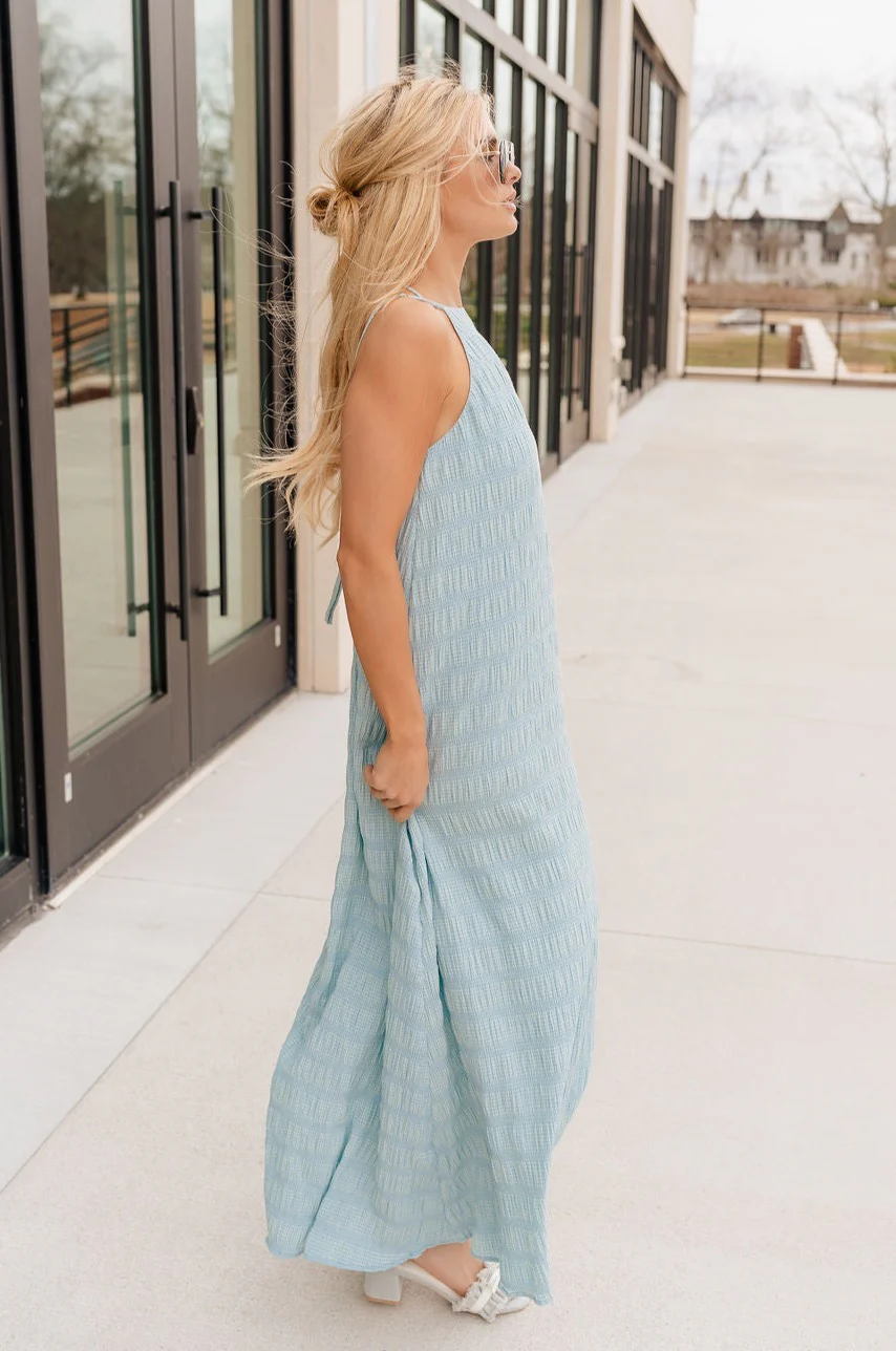 Gillie Light Blue Halter Maxi  Dress - Image 6