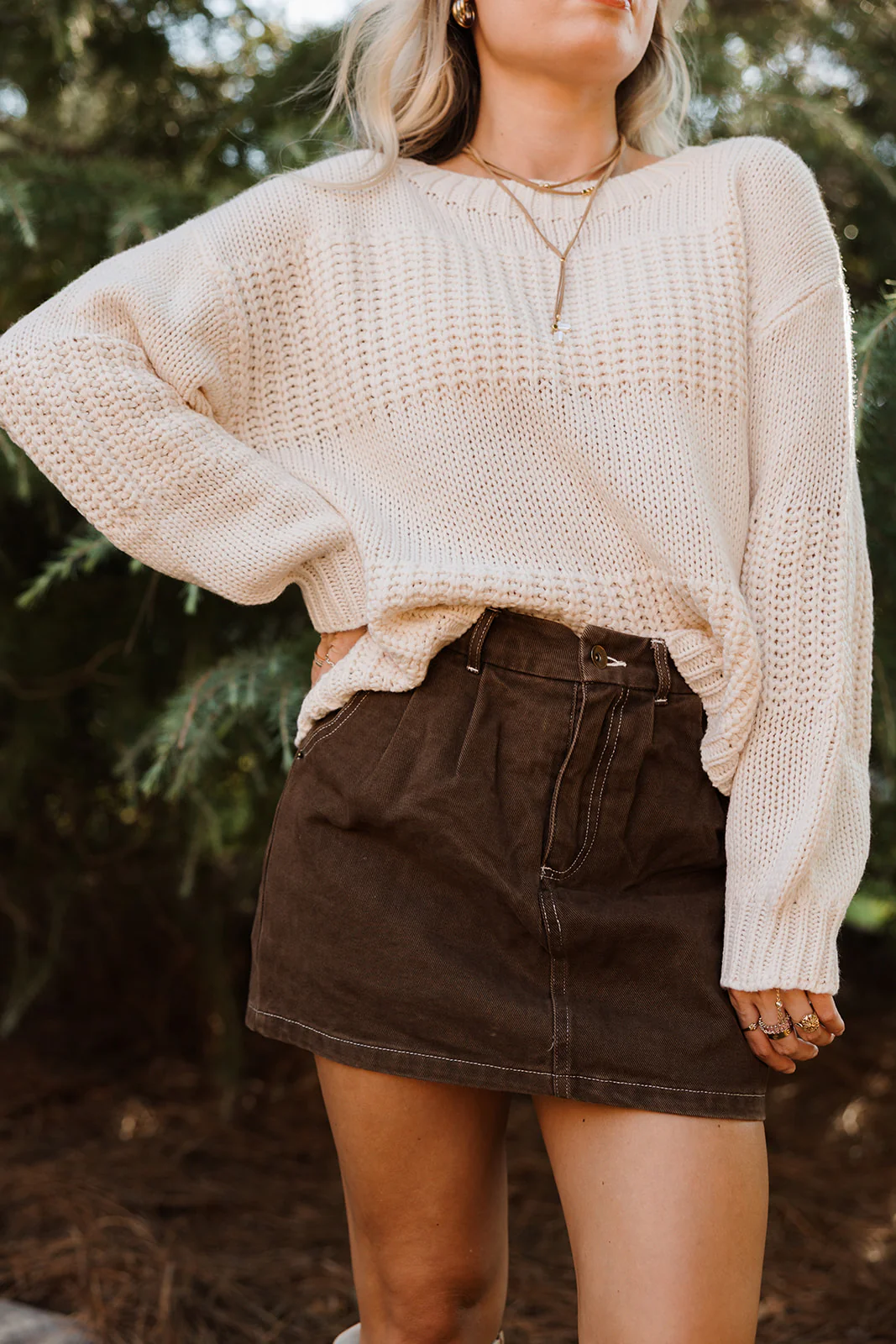 Gina Cream Monochrome Stripe Sweater - Image 2