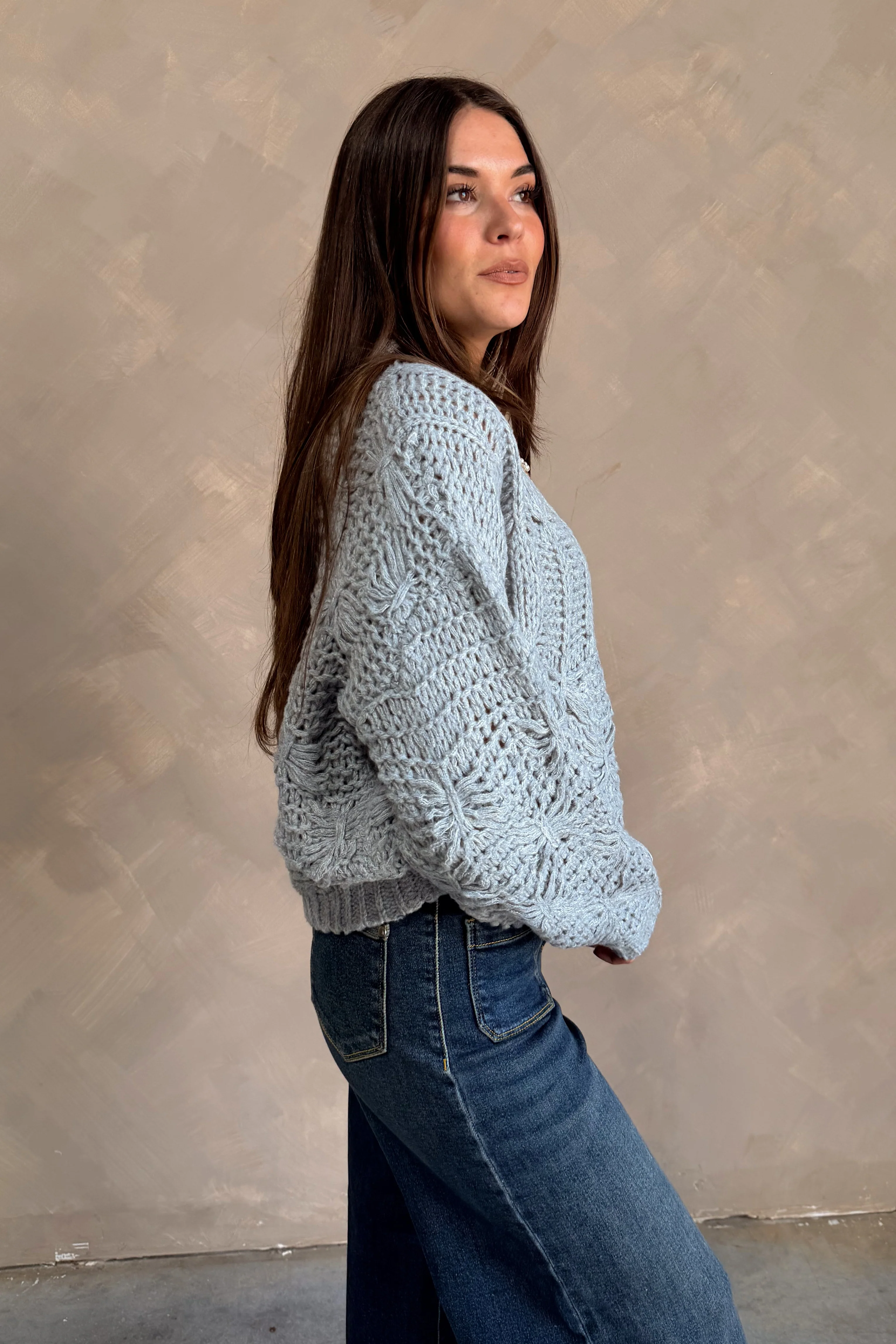 Ginelle Grey Cable Knit Sweater - Image 5