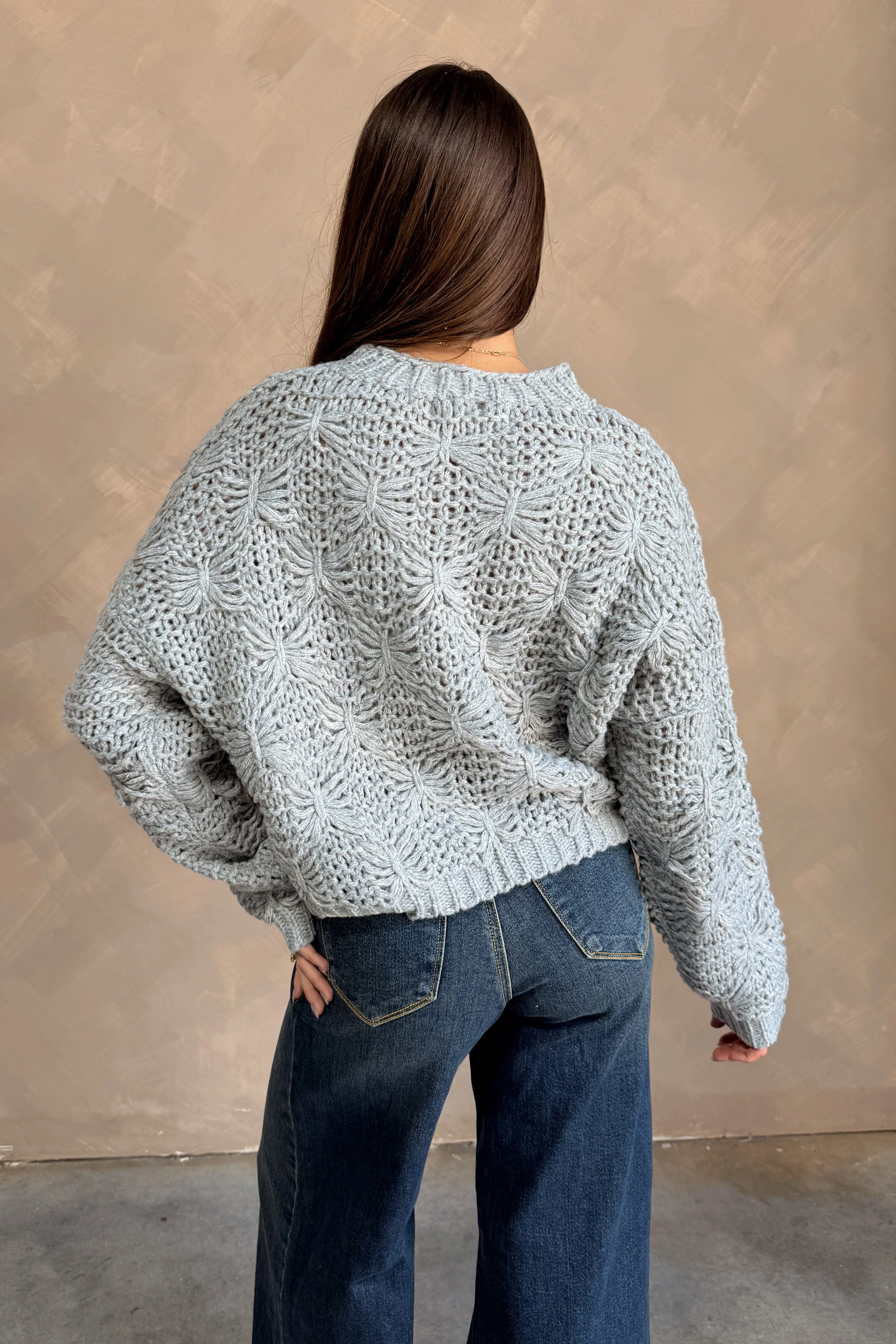 Ginelle Grey Cable Knit Sweater - Image 6