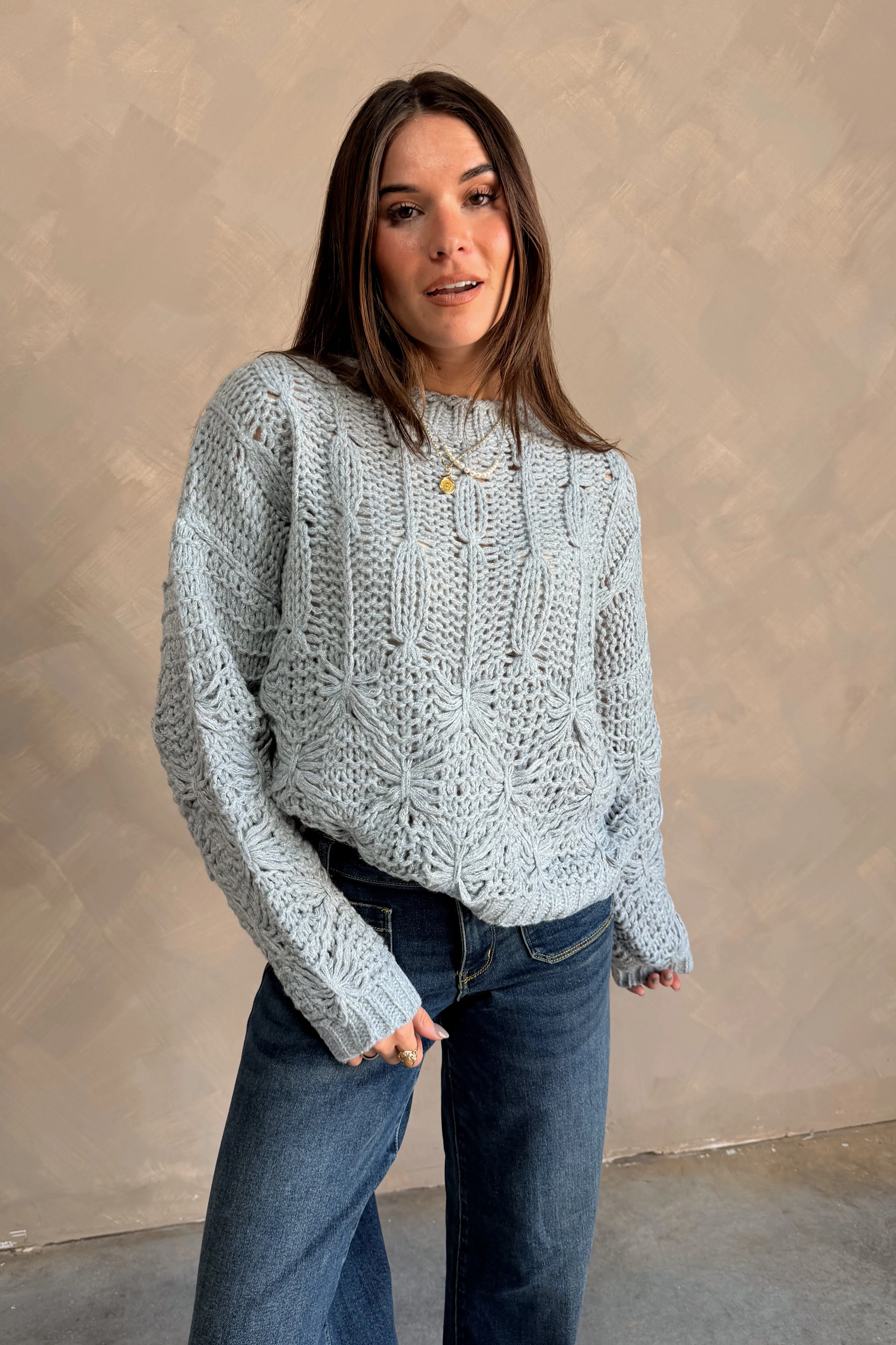 Ginelle Grey Cable Knit Sweater - Image 7