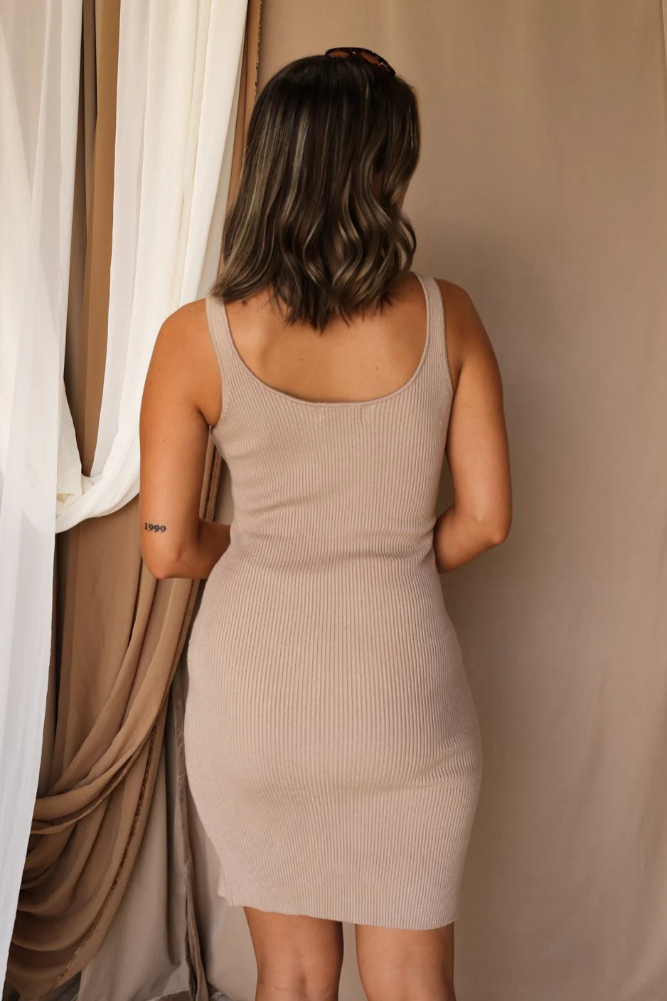 Ginny Mocha Ribbed Midi Dress - Image 7