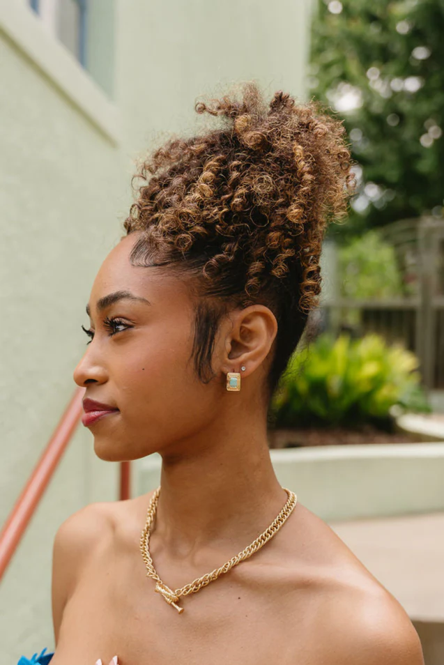 Giselle Gold Dipped & Turquoise Earrings - Image 2