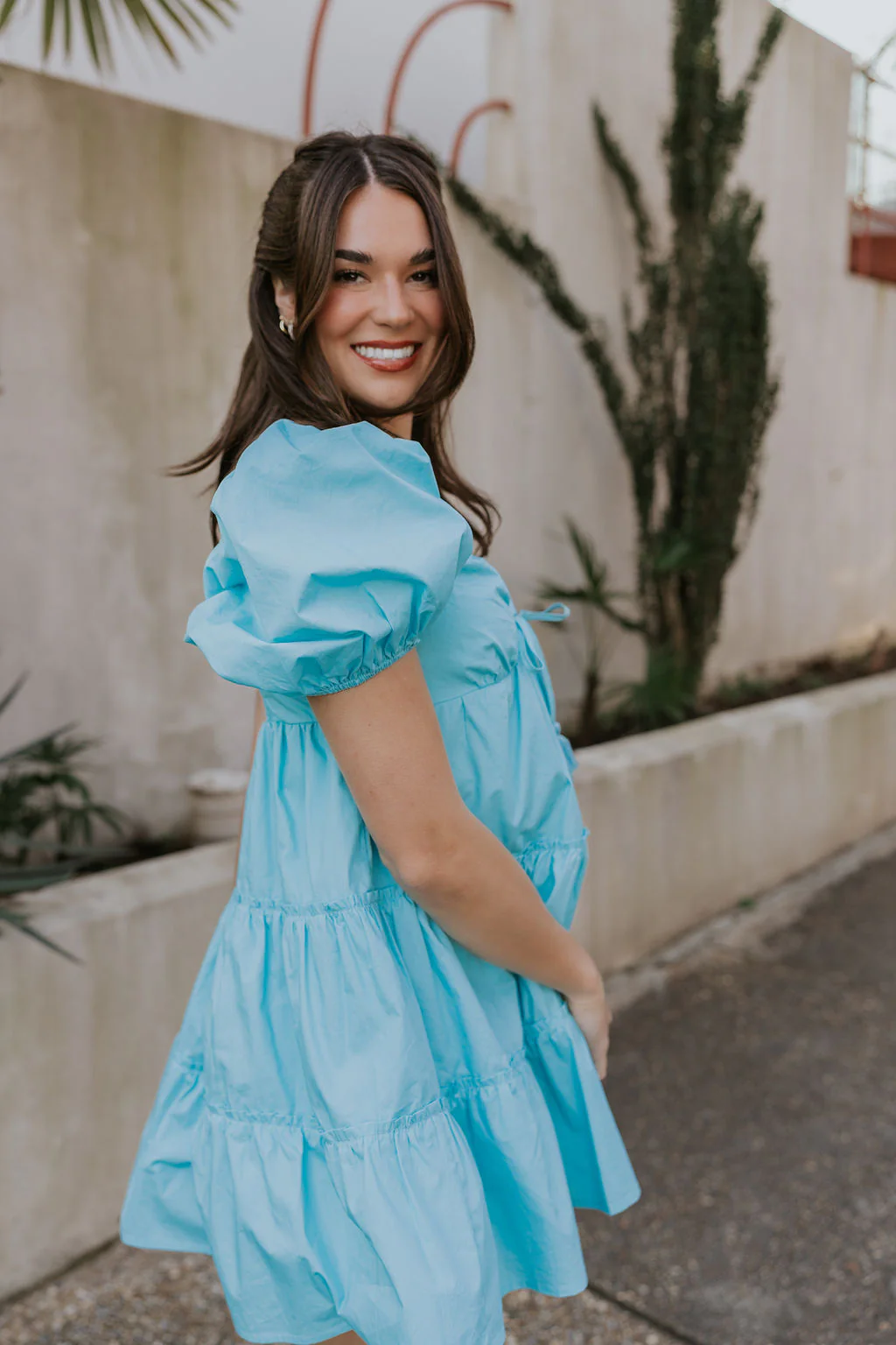 Gloria Light Blue Short Sleeve Mini Dress - Image 4